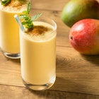 Mango Lassi, yogurt or smoothie. Healthy probiotic  cold summer