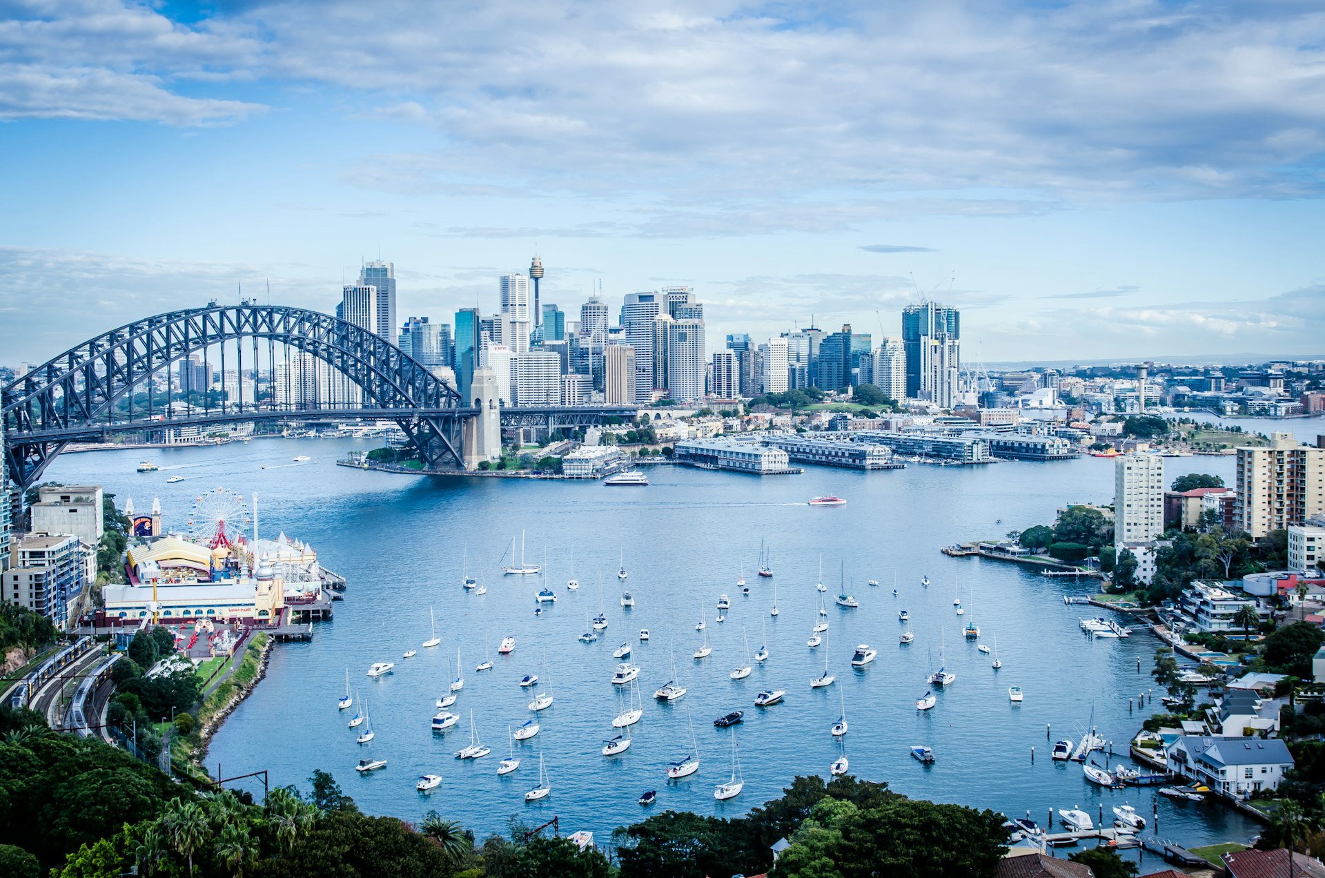 An aerial view of Sydney Harbour Bridge in Australia