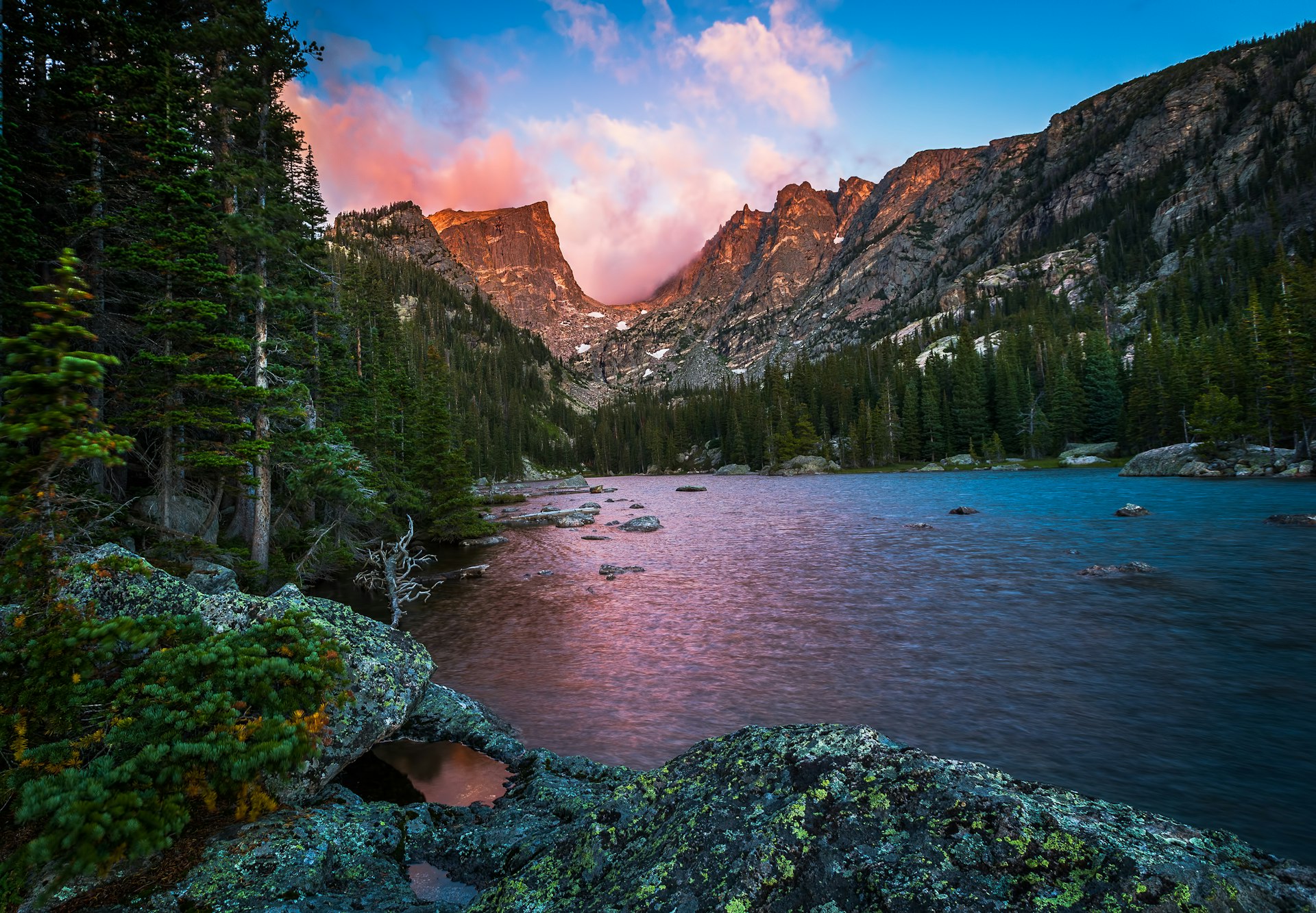 500px Photo ID: 82283883 - First light at sunrise - Dream Lake.  Rocky Mountain National Park, Colorado