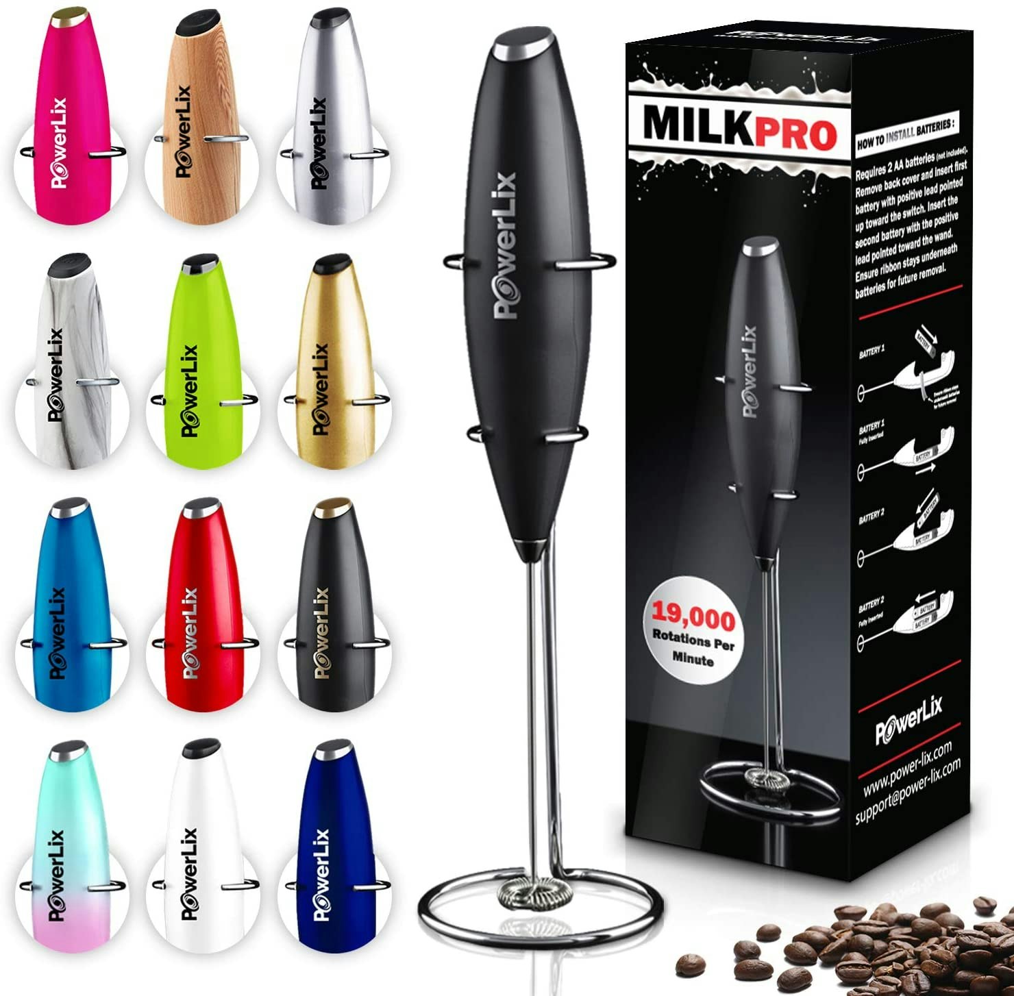 The PowerLix Milk Frother comes in a variety of colors and is easy to throw in your backpack or suitcase for camping or travel