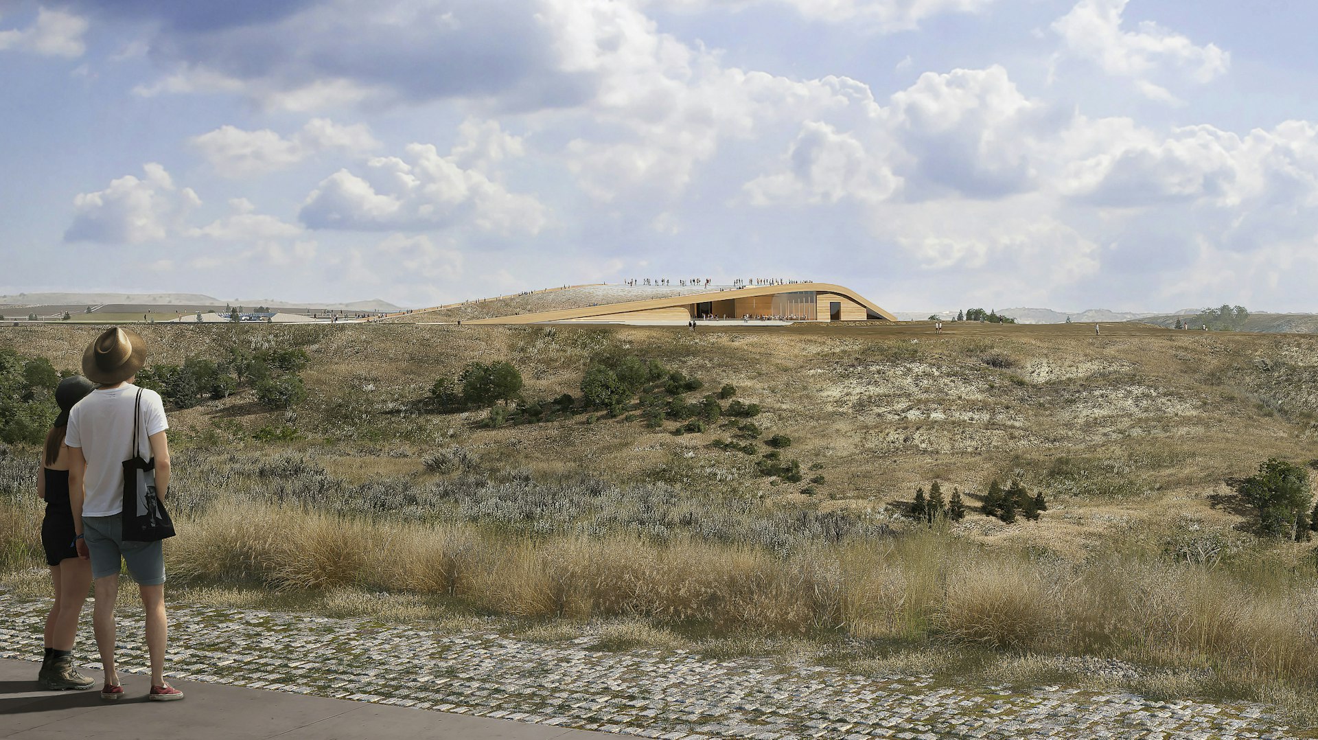 A rendering of Theodore Roosevelt Library in the North Dakota Badlands