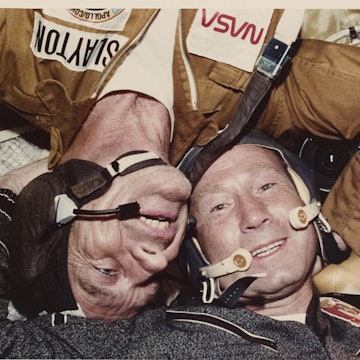 Two crewmen of the joint US-USSR Apollo-Soyuz Test Project pictured during the mission, July 1975. They are Donald K 'Deke' Slayton (left), the American Docking Module Pilot, and Alexei Arkhipovich Leonov, the Soviet mission Commander. (Photo by Space Frontiers/Getty Images)