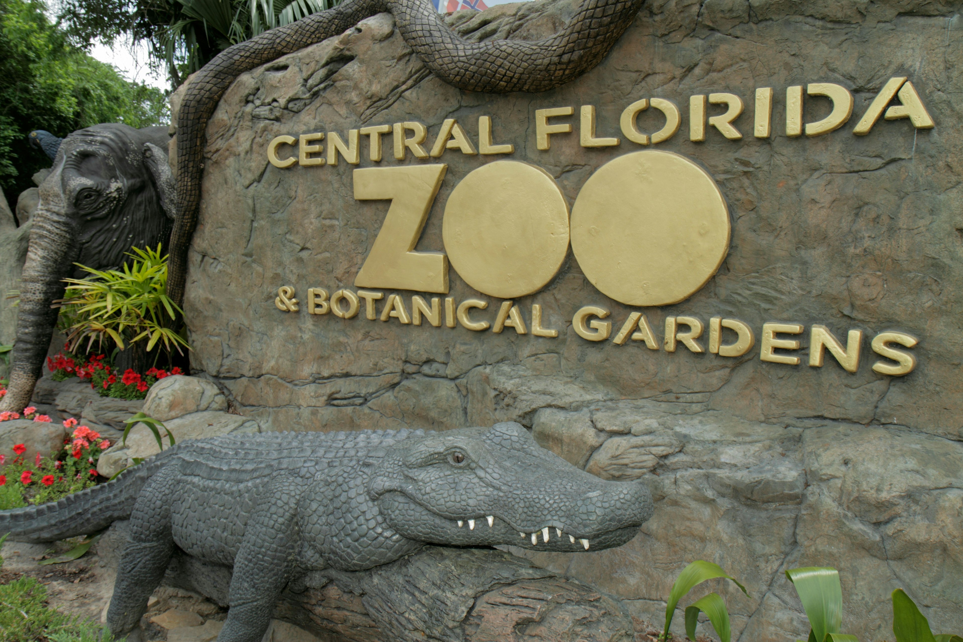 Florida, FL, South, Seminole County, Orlando, Sanford, Central Florida Zoo & and Botanical Gardens, entrance, front, sign, logo, sightseeing visitors