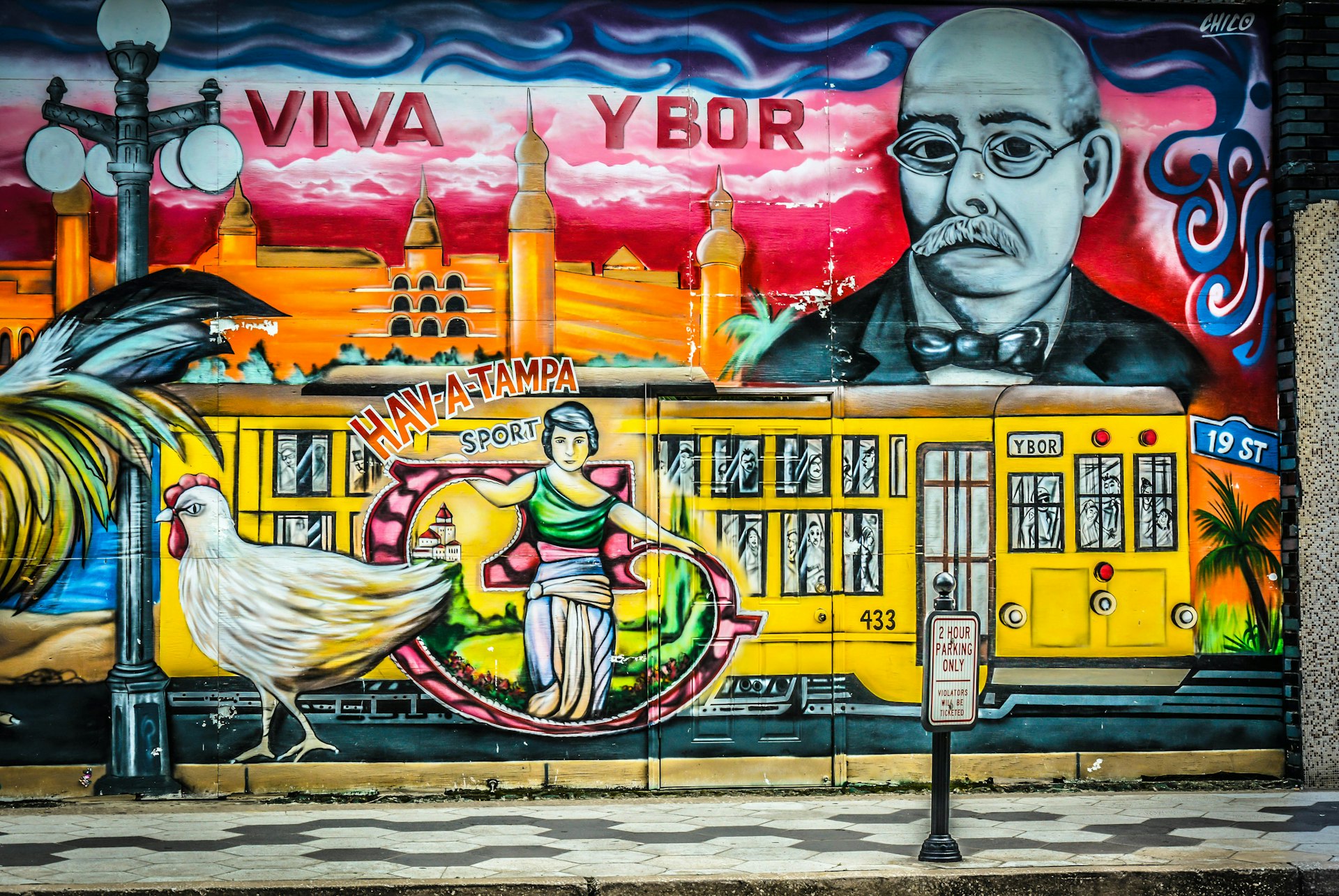 Street art, murals & Graphics in Ybor City, FL, the former Cigar Capital of the world settled by Cuban & Spanish immigrants