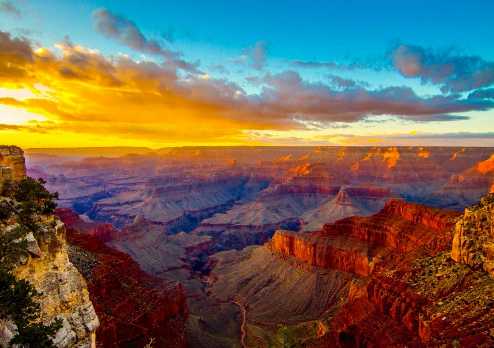 Scenic View Of Grand Canyon National Park Against Sky During Sunset