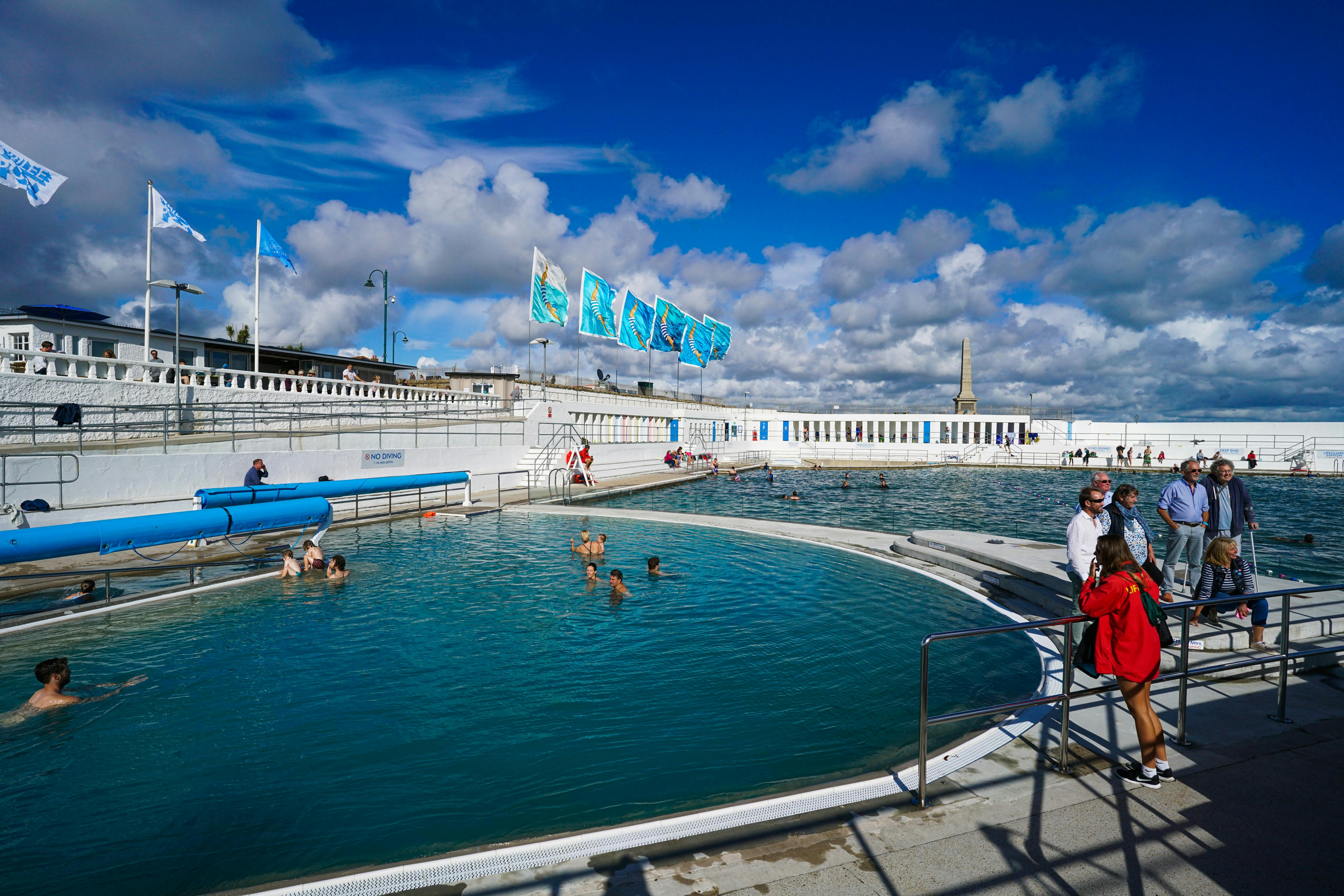 Groups of people enjoy a bathe in Cornwall's new open-air geothermal pool