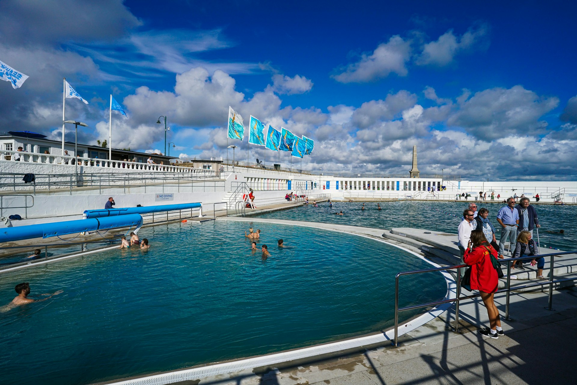 Groups of people enjoy a bathe in Cornwall's new open-air geothermal pool