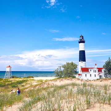 Big Sable Point Lighthouse on the Lake Michigan shore in Ludington State Park.