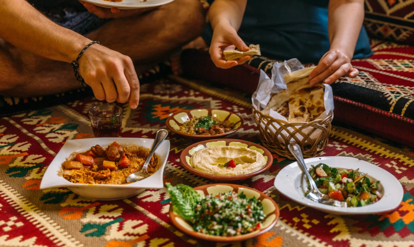 A spread of Middle Eastern cuisine