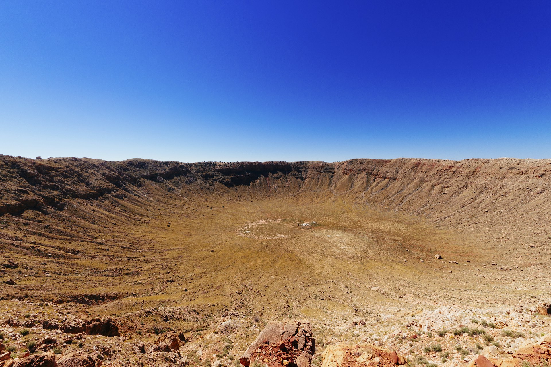 Meteor Crater against clear blue sky in Arizona