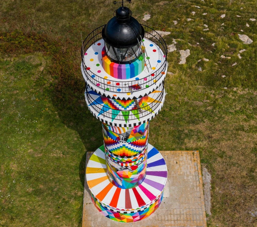 The Faro de Ajo lighthouse in Spain with a new vibrant makeover