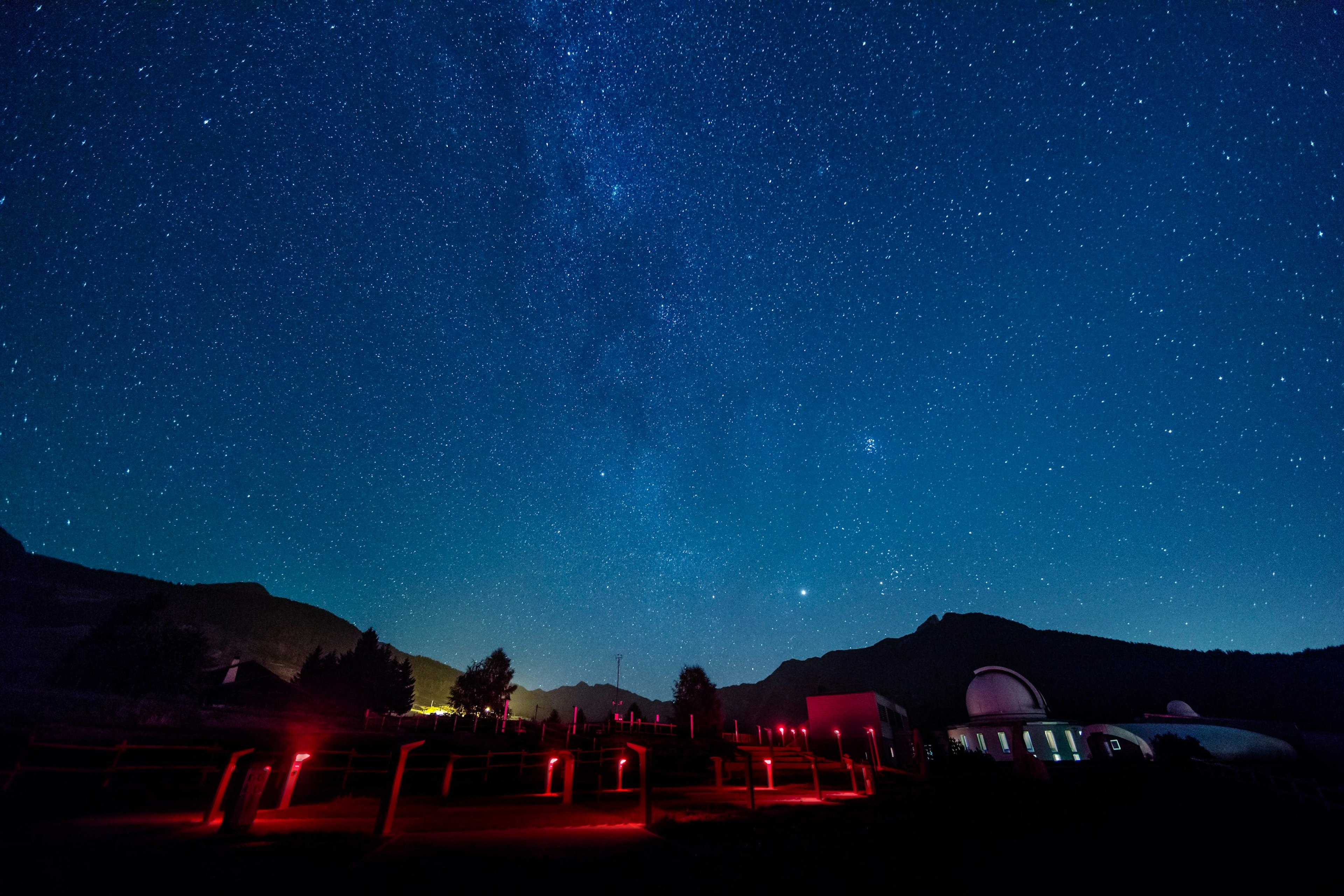 Stars in the sky above Saint-Barthélemy Valley in Valle d'Aosta