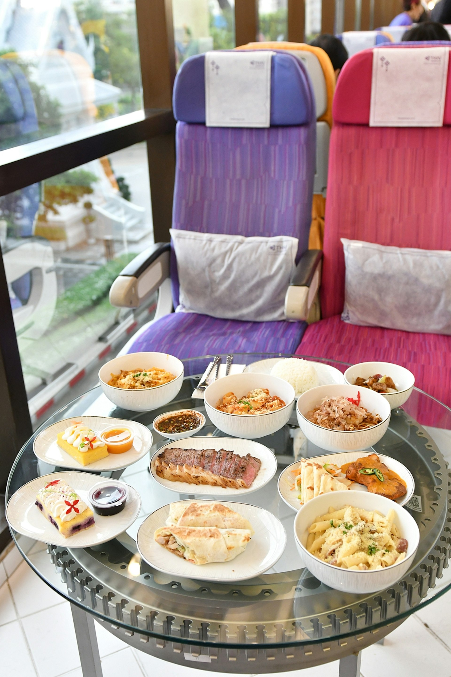 Thai Airways chairs with dishes