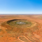 An aerial drone photograph from wolfe creek crater in Western Australia