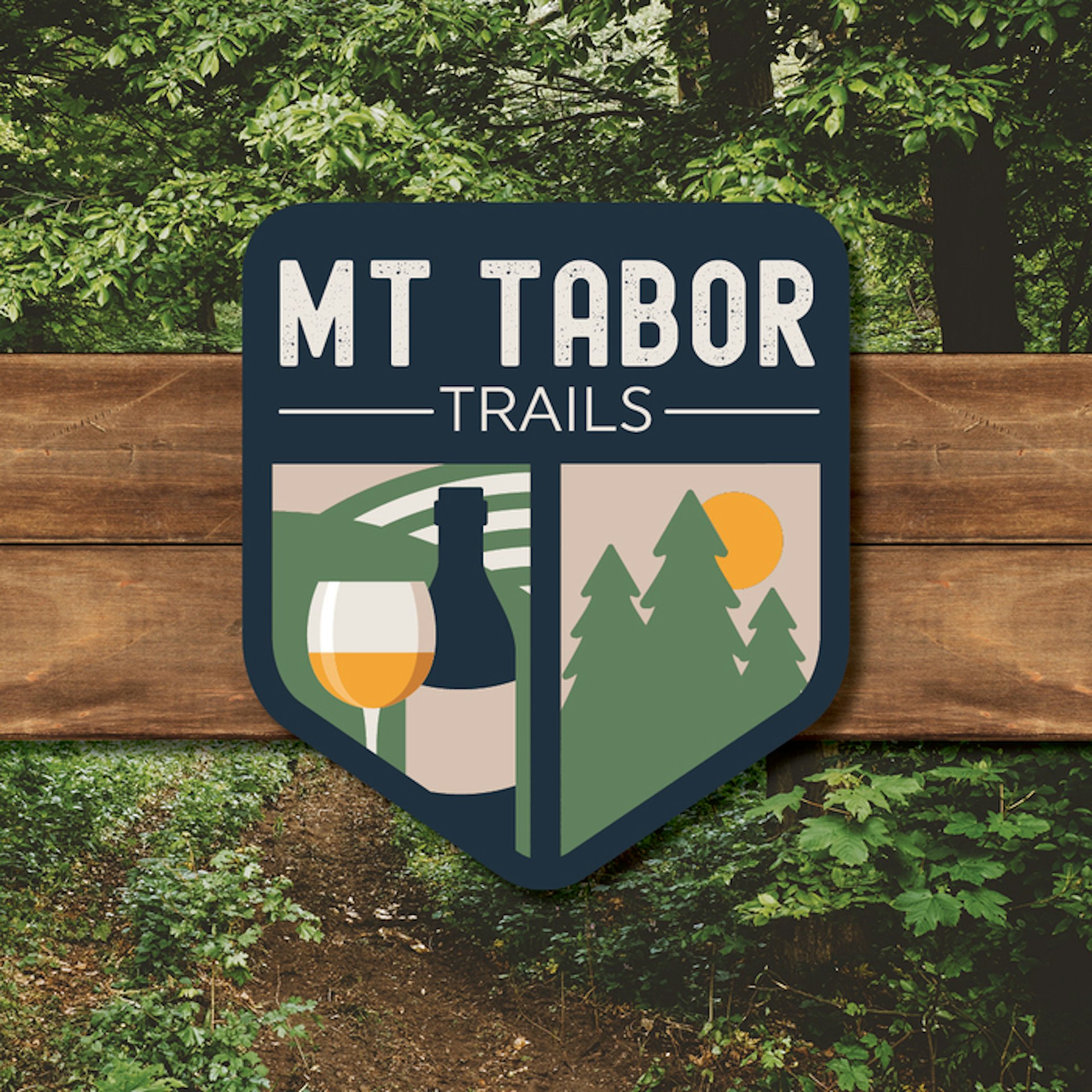 A sign reading "Mt Tabor Trails"