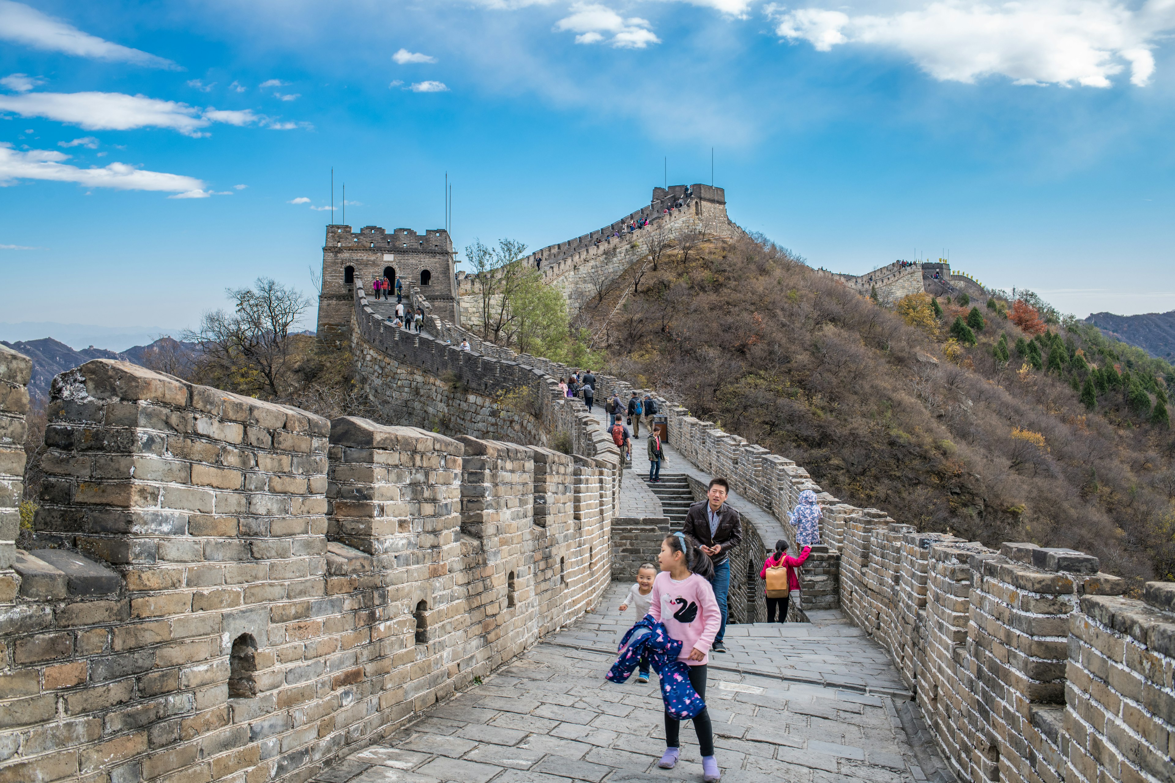 Tourists at the Mutianyu side of the Great Wall of China