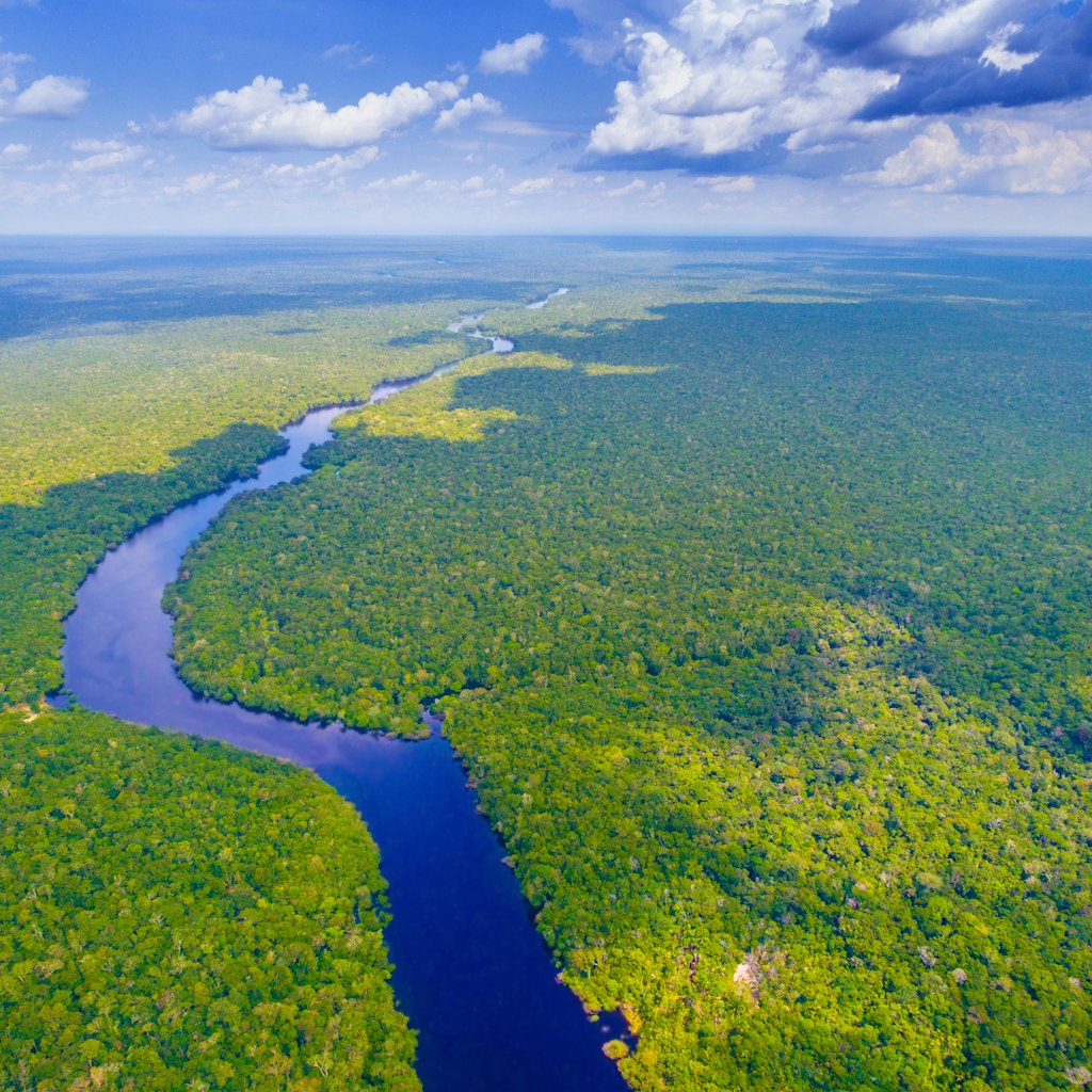 Aerial of the Amazon river in Brazil.