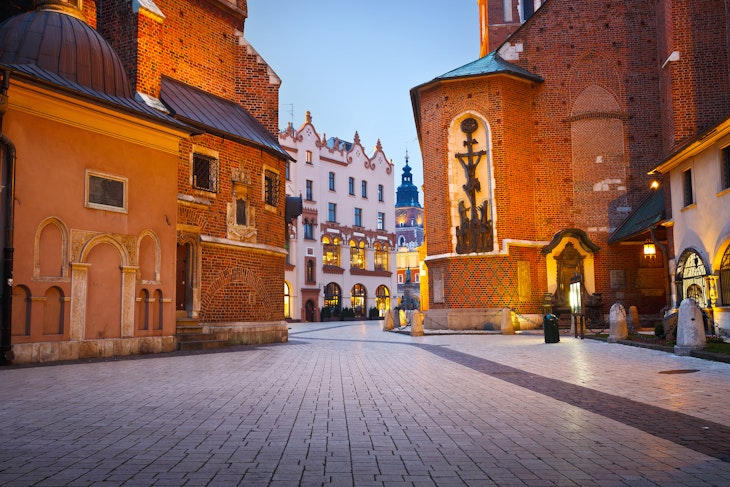 A street in the old town of Krakow, Poland.
