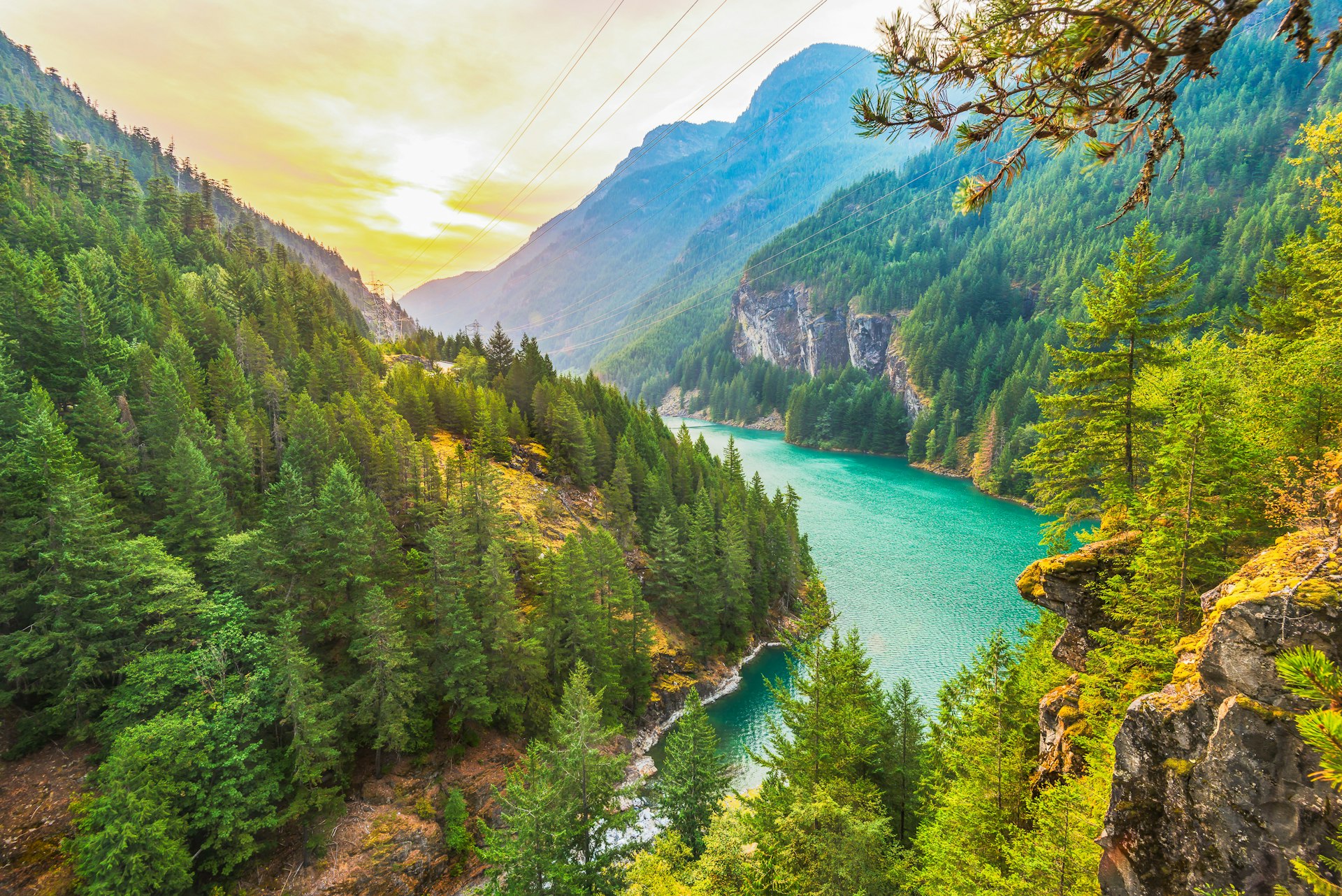 Diablo Lake at sunrise in North Cascades National Park, Washington, USA