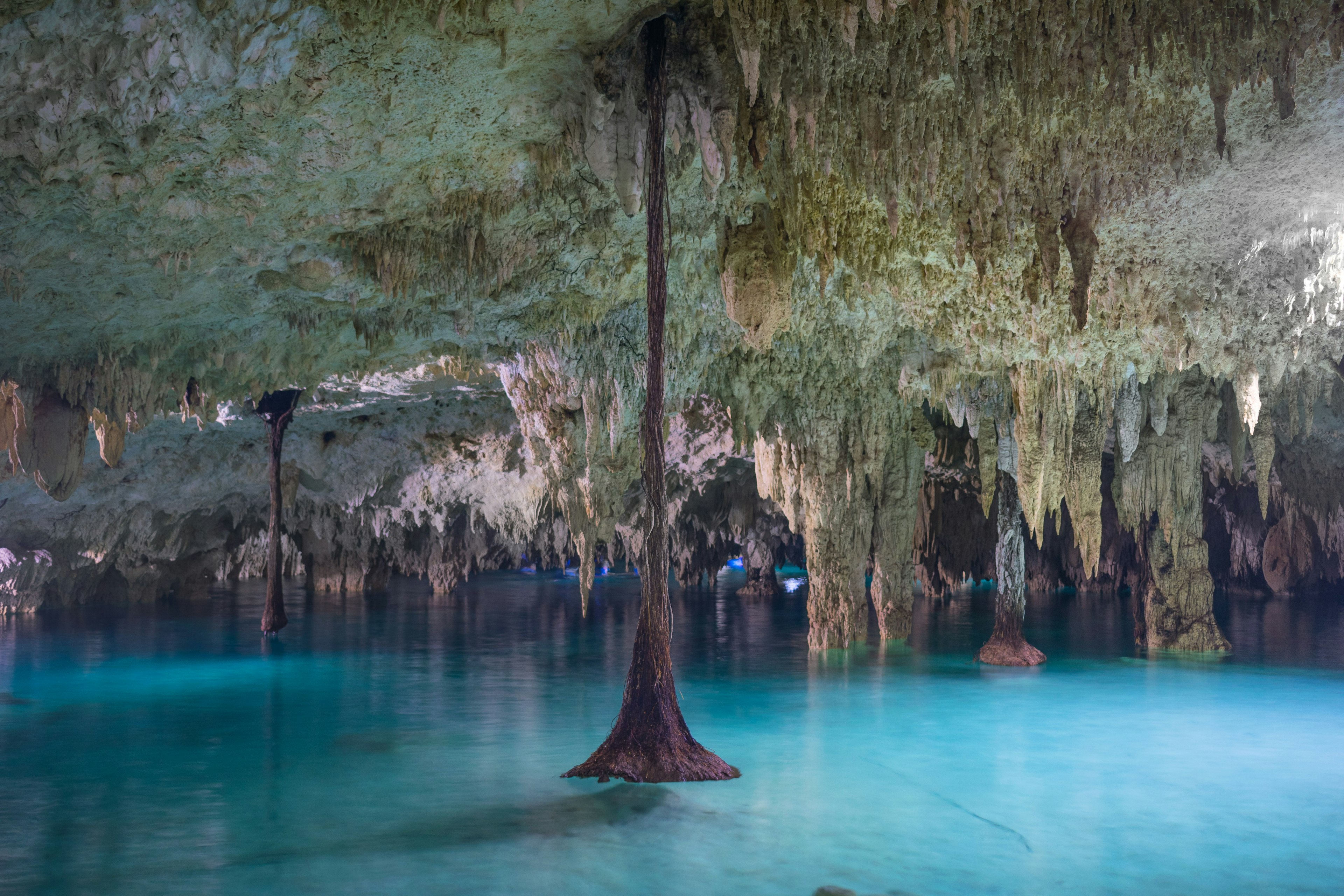 Inside cenote Sac Actún near Tulum city on the Yucatán Peninsula