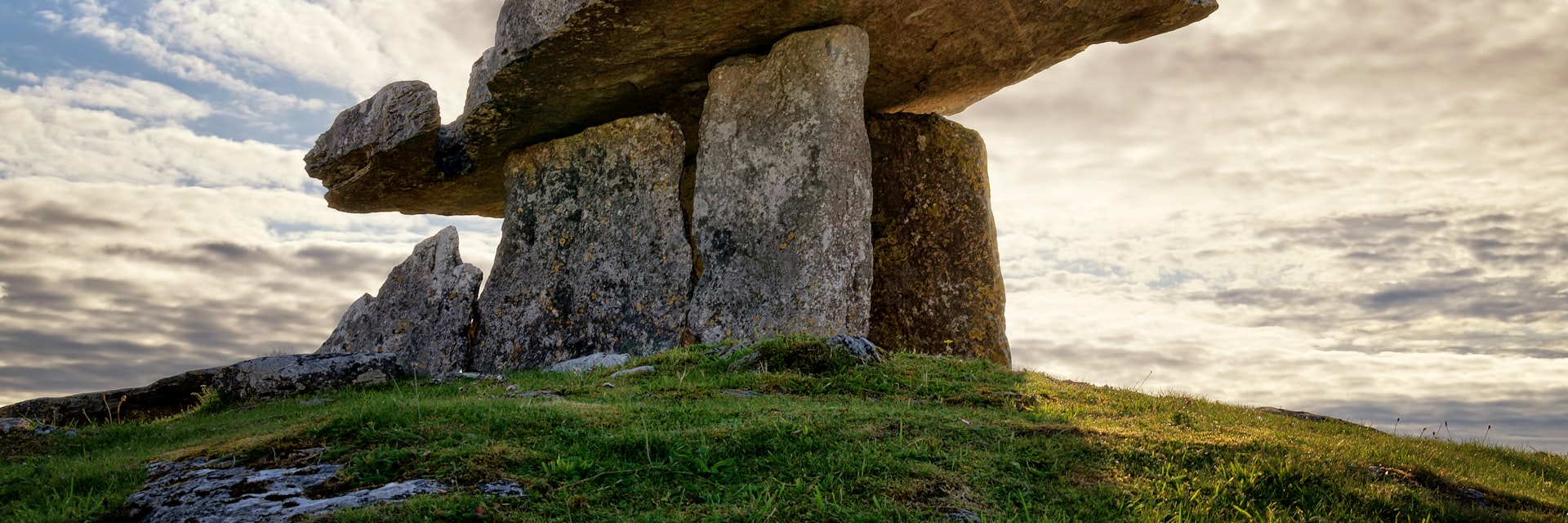 Poulnabrone dolmen in Burren, County Clare, Ireland.