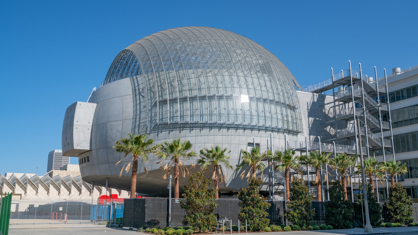 LOS ANGELES, CA - AUGUST 26: General Views of the Academy Museum of Motion Pictures' spherical building, housing the new David Geffen Theater on August 26, 2020 in Los Angeles, California.  (Photo by AaronP/Bauer-Griffin/GC Images)