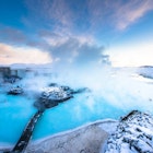 Blue lagoon hot spring spa in Reykjavik, Iceland.