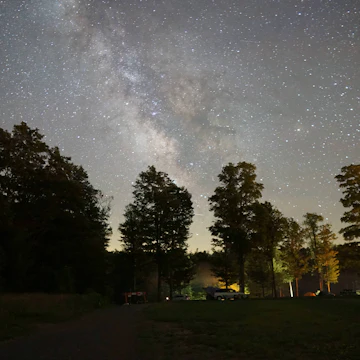 Night sky with the Milky Way above Cherry Springs State Park.