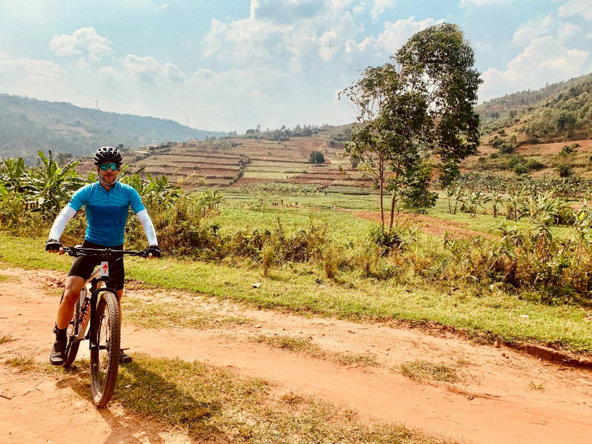 Corey Rabideau on a bike in Rwanda
