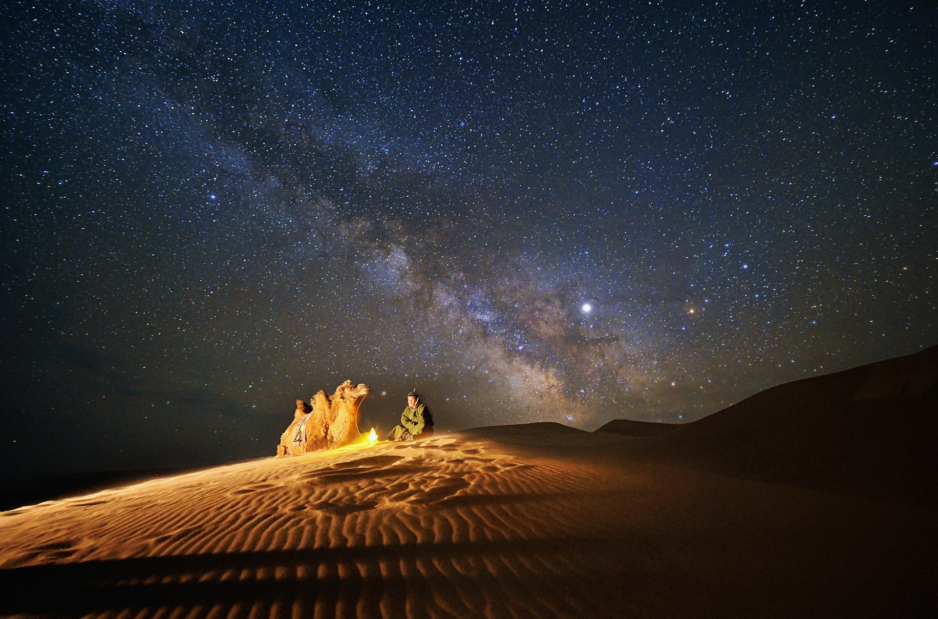 Night photography Gobi desert at night ,Mongolia