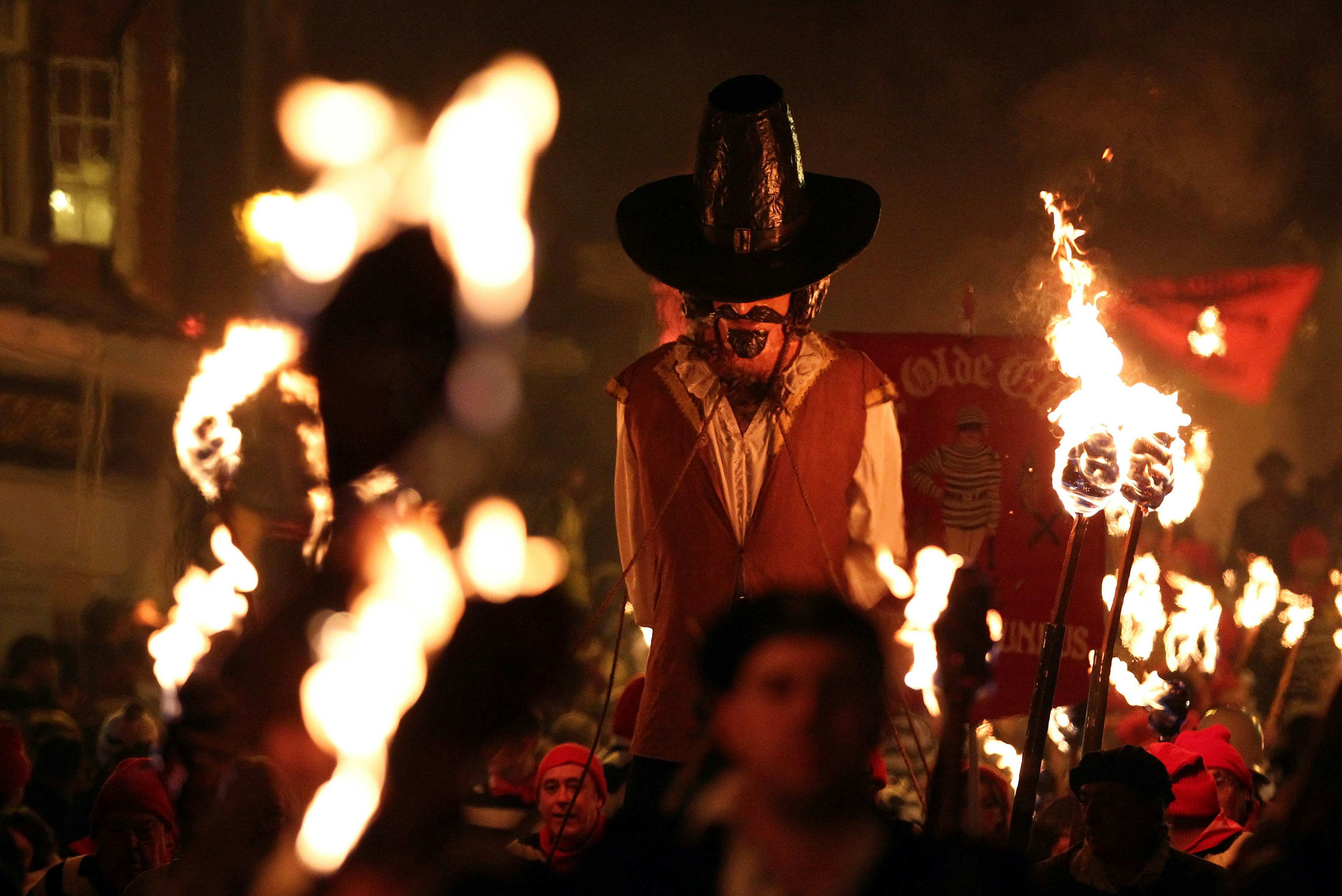 Lewes Bonfire Society's parade through Lewes, in East Sussex, as part of their bonfire night celebrations.   (Photo by Gareth Fuller/PA Images via Getty Images)