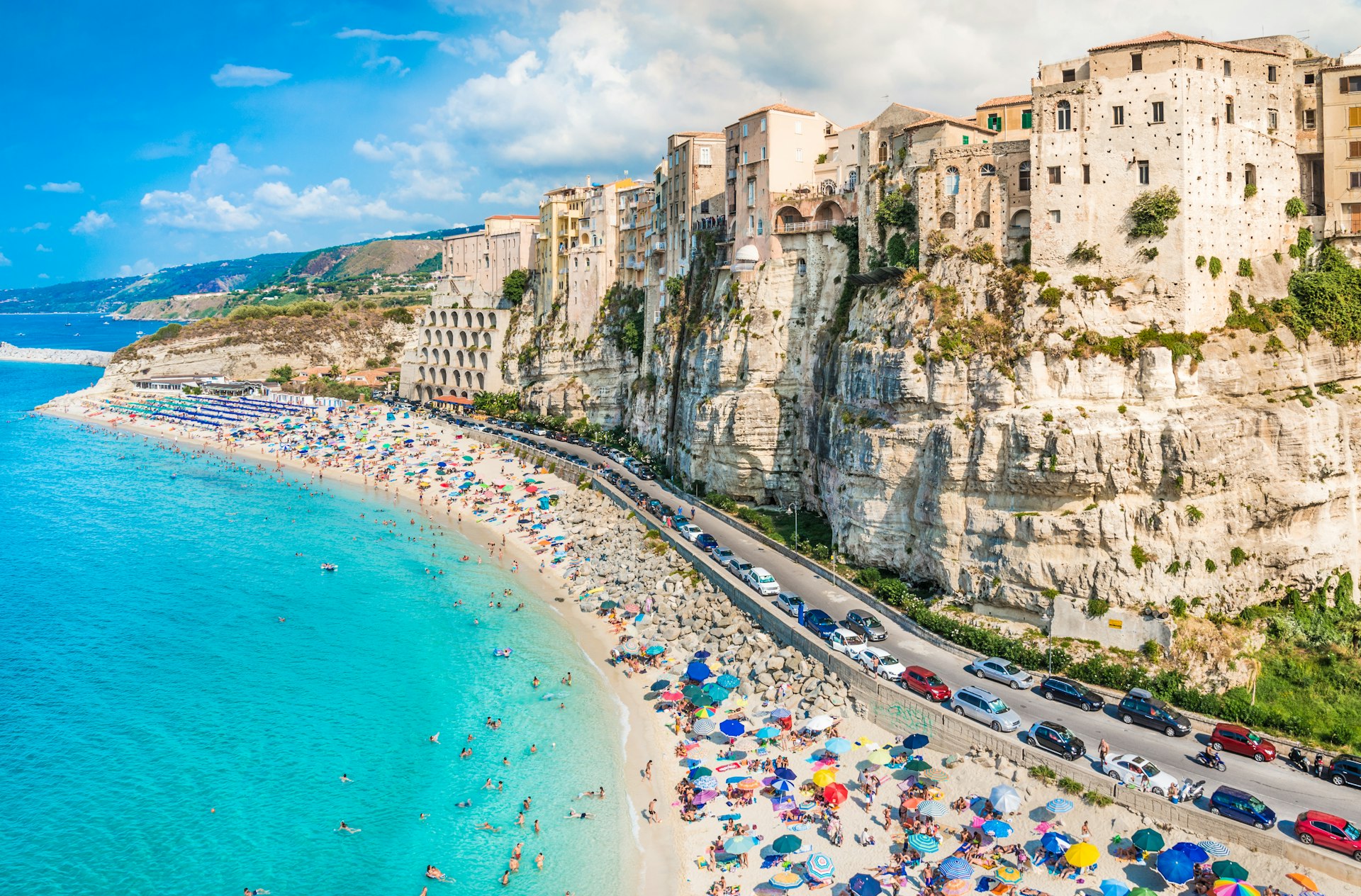 A panoramic view of Tropea's seashore