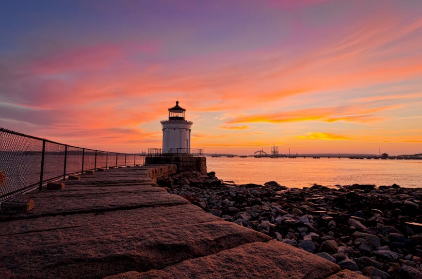 Bug light at sunrise in Portland, Maine