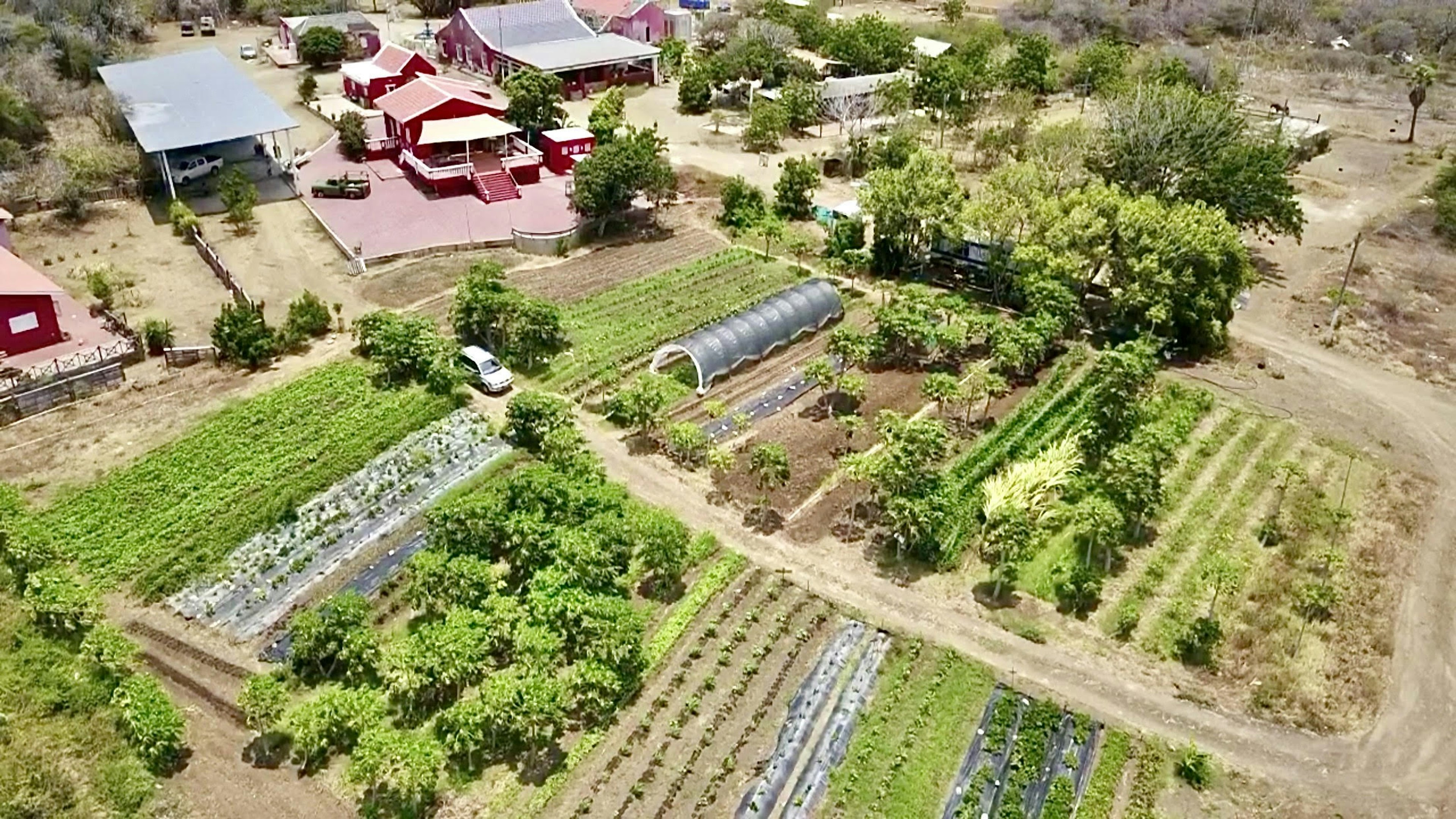 Aerial view of the large farm at Hofi Cas Cora in Curacao