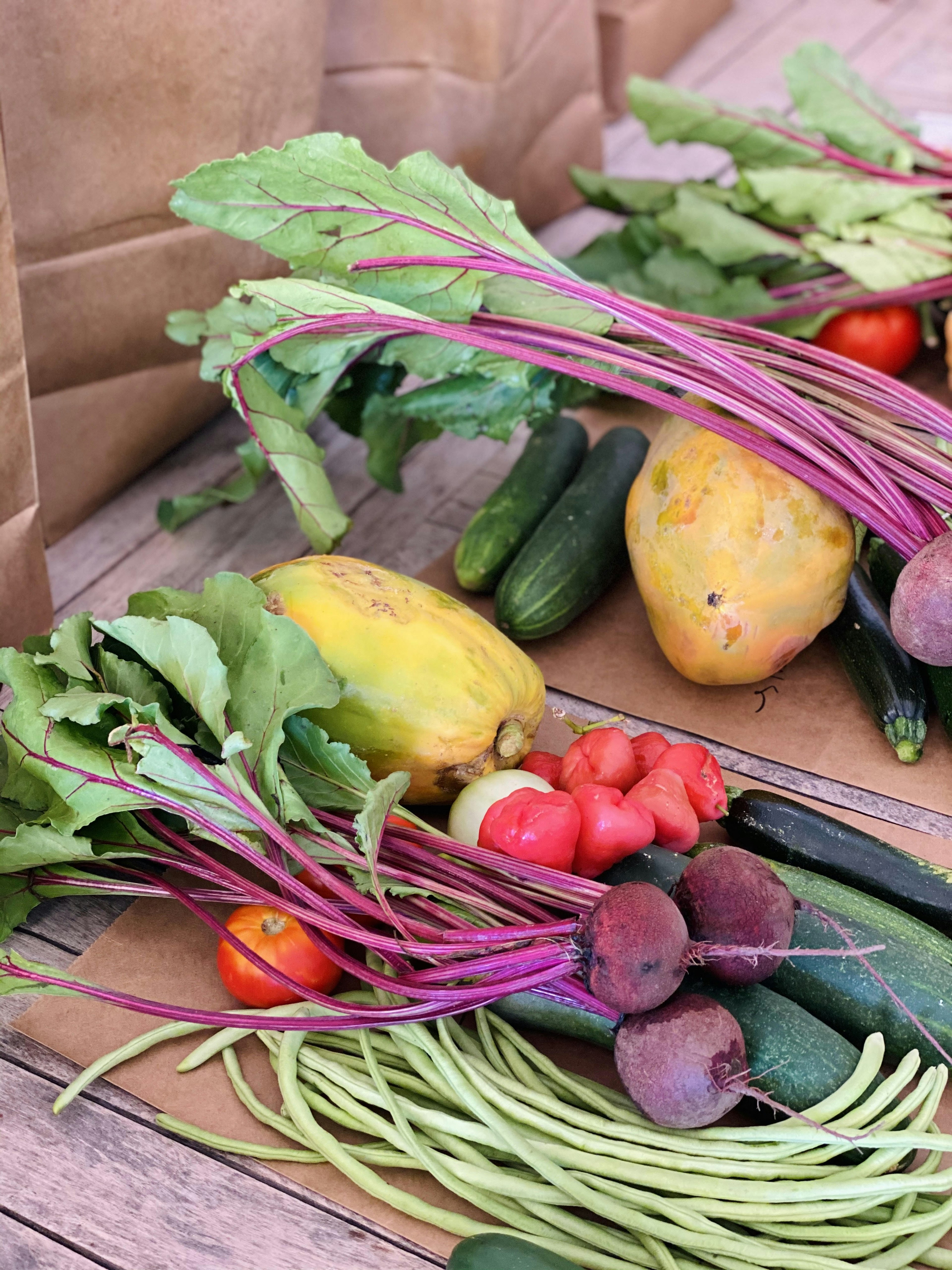 A closeup of a basket full of colorful vegetables