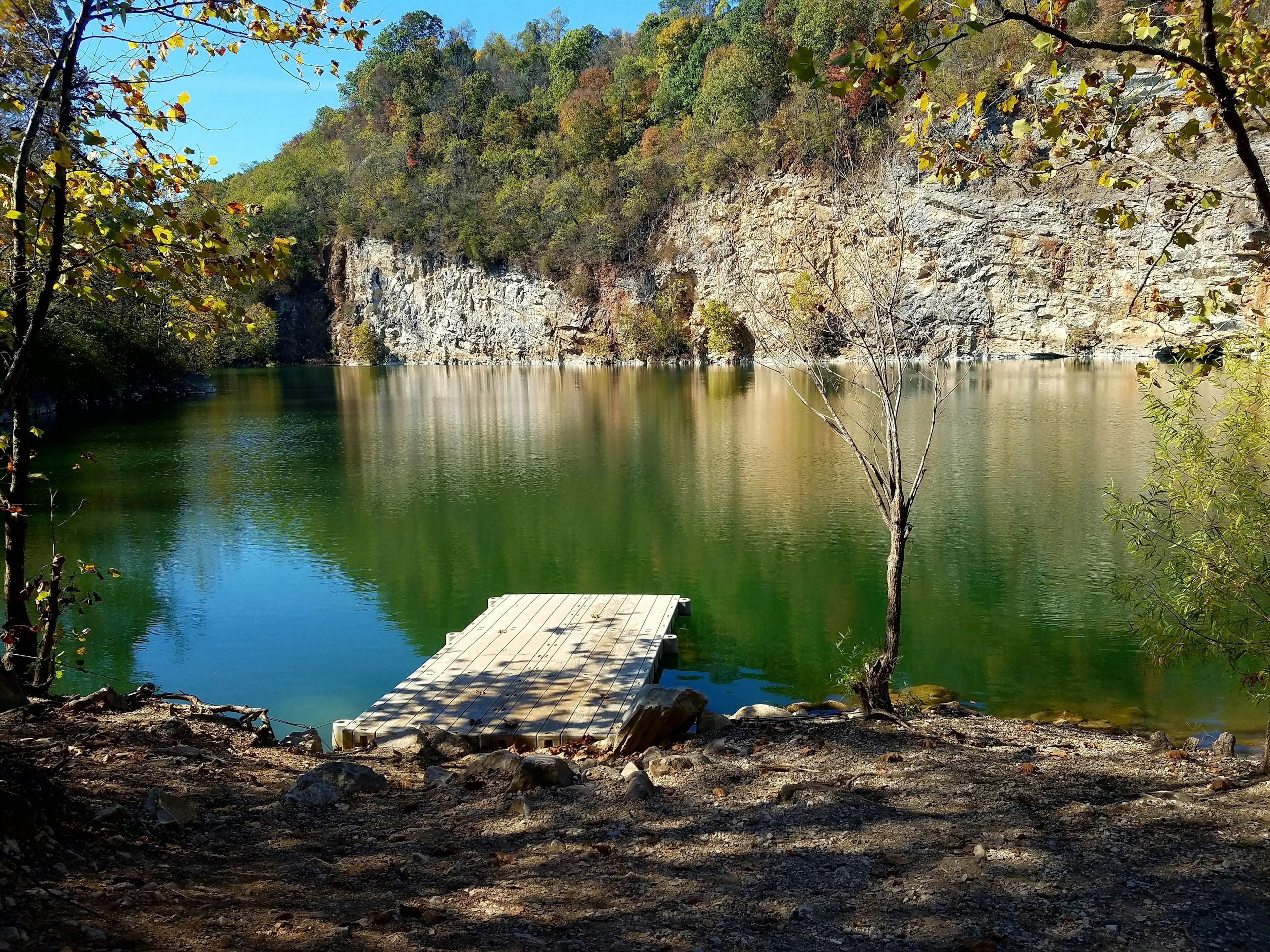 Meads Quarry Lake is backed by the cliffs that originally gave Knoxville its nickname, Marble City