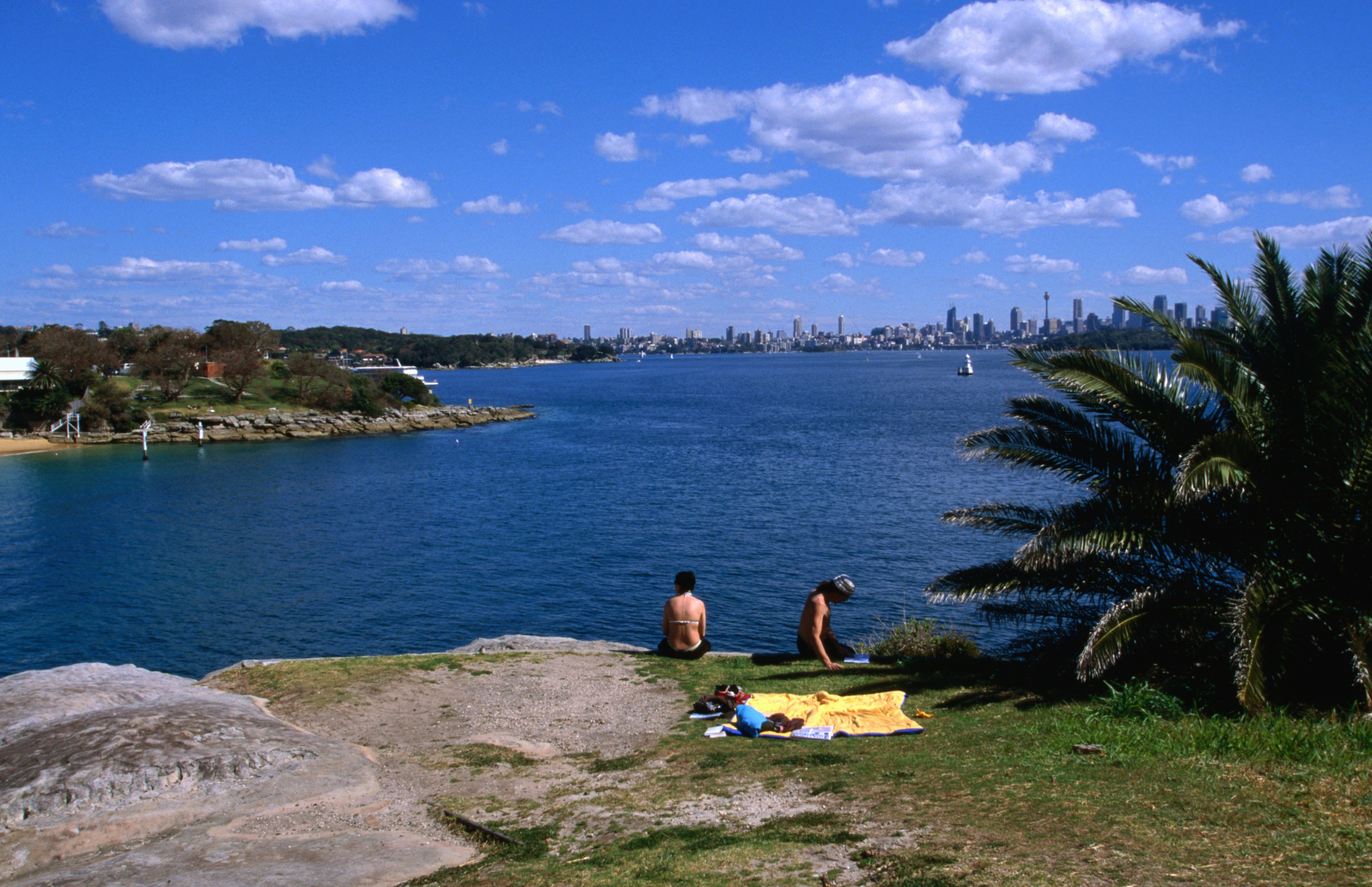 Sunbaking with a view on the bluff at Camp Cove.