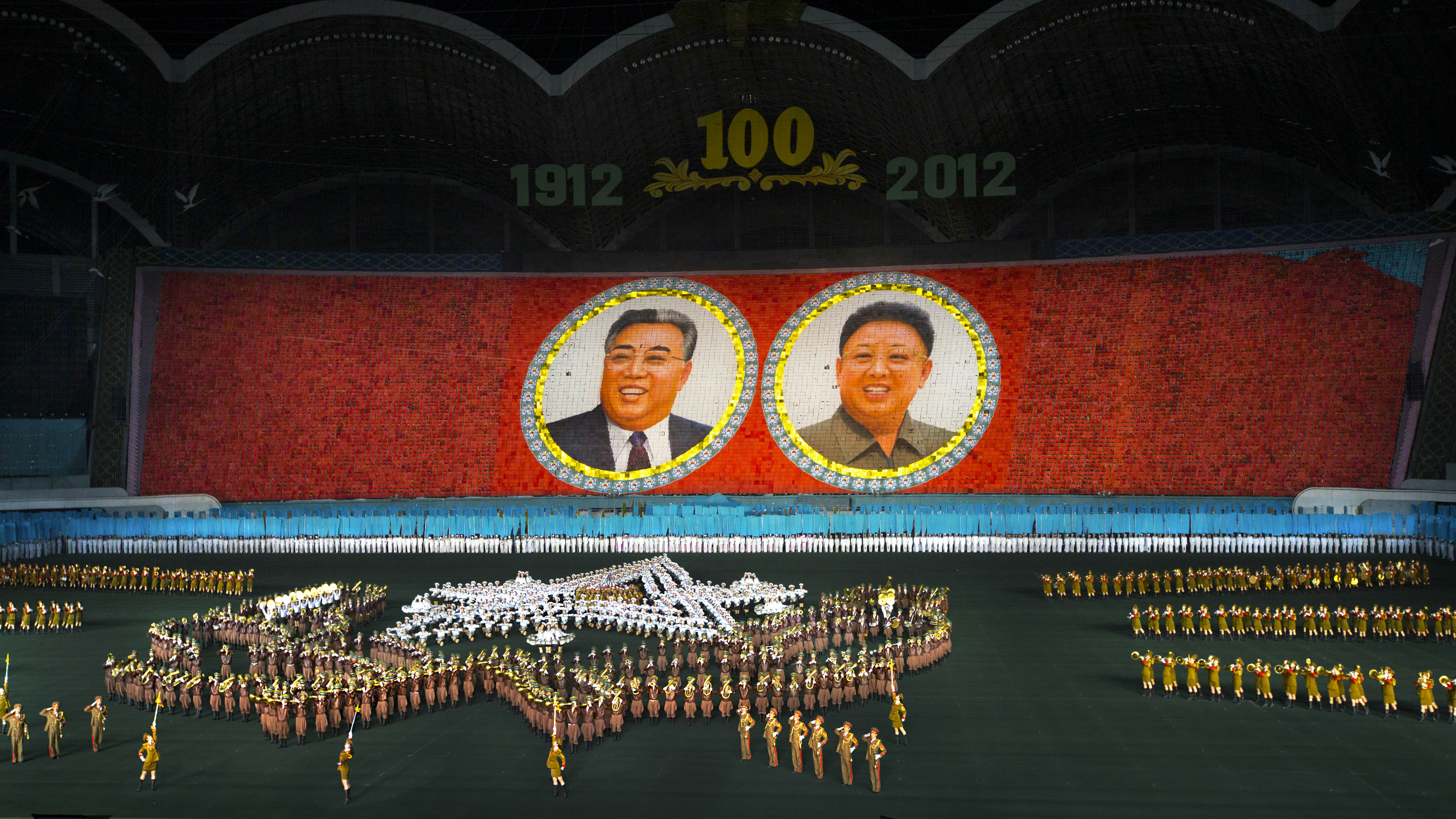 Over 100,000 performers tell tale of North Korea’s history at Mass Games in Pyongyang May Day Stadium.