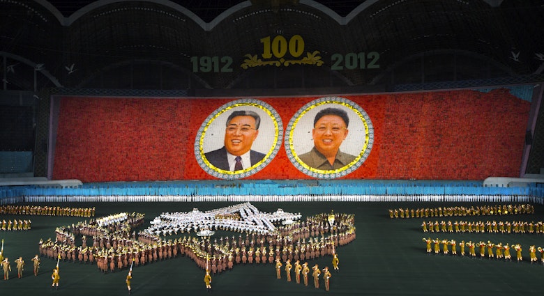 Over 100,000 performers tell tale of North Korea’s history at Mass Games in Pyongyang May Day Stadium.