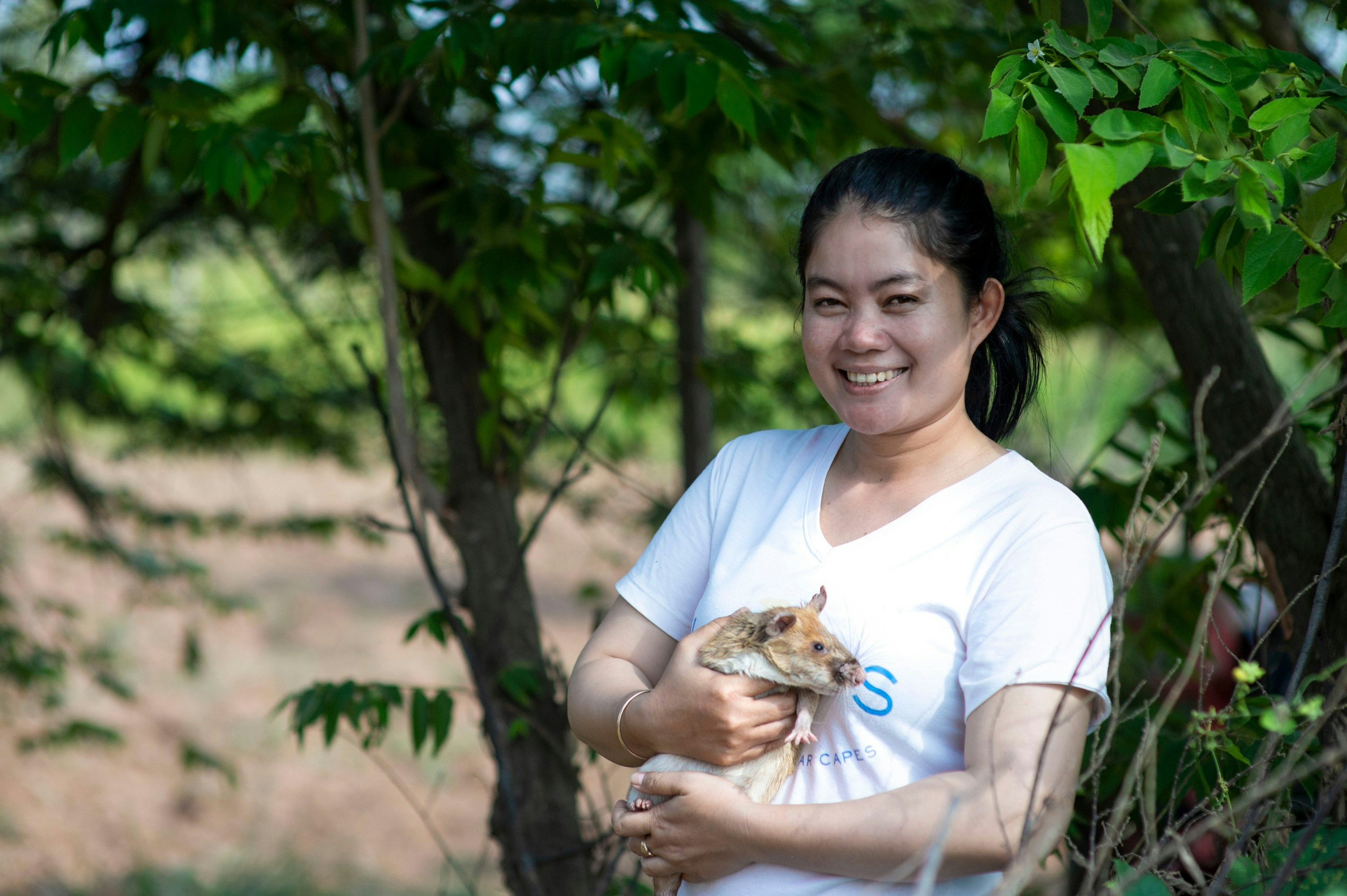 Malen the handler with detection rat Magawa