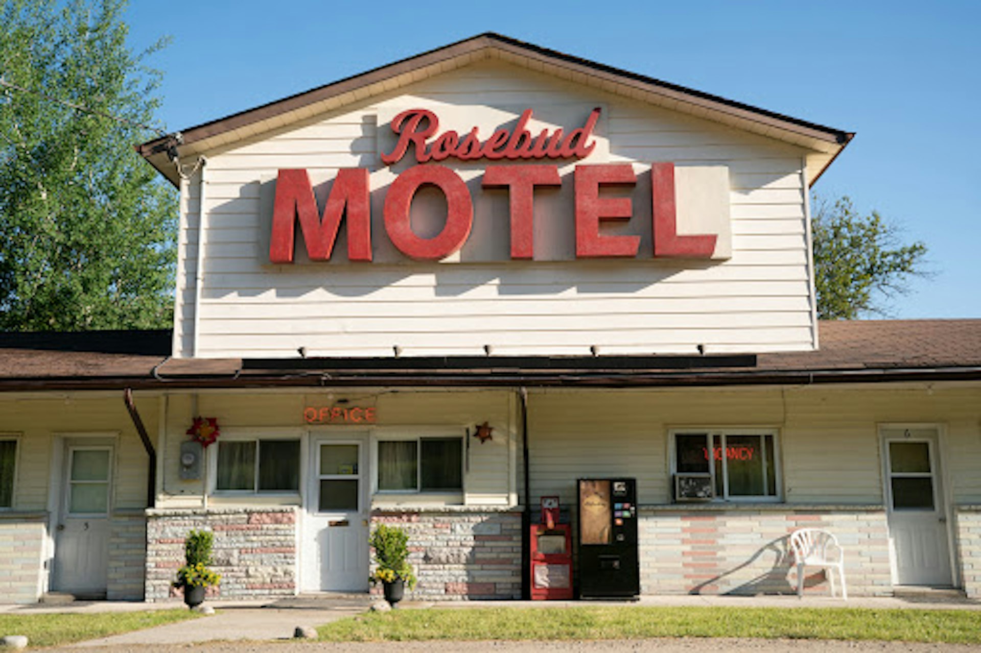 The facade of Schitt's Creek Rosebud Motel