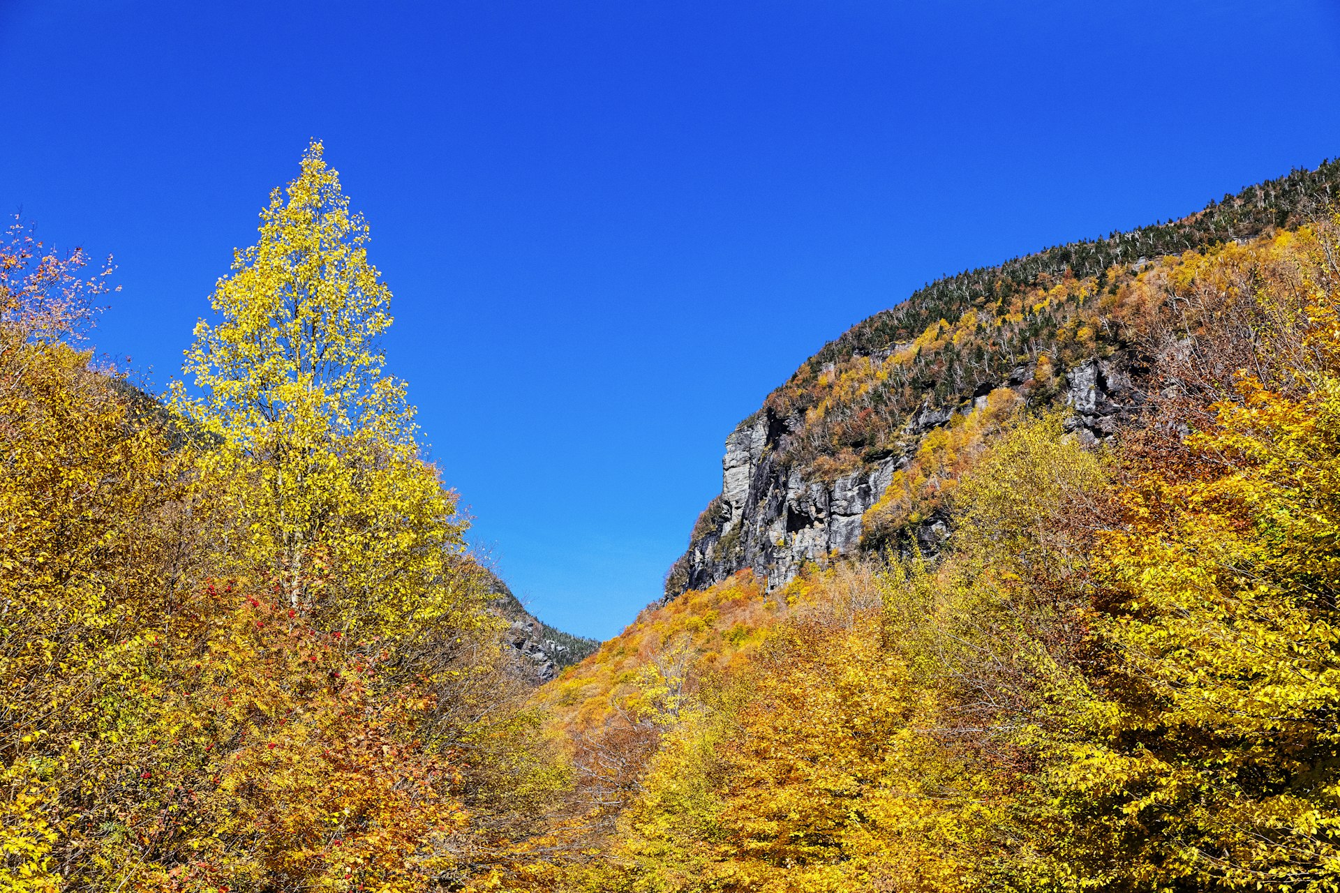 Scenic autumn landscape at Smuggler's Notch State Park