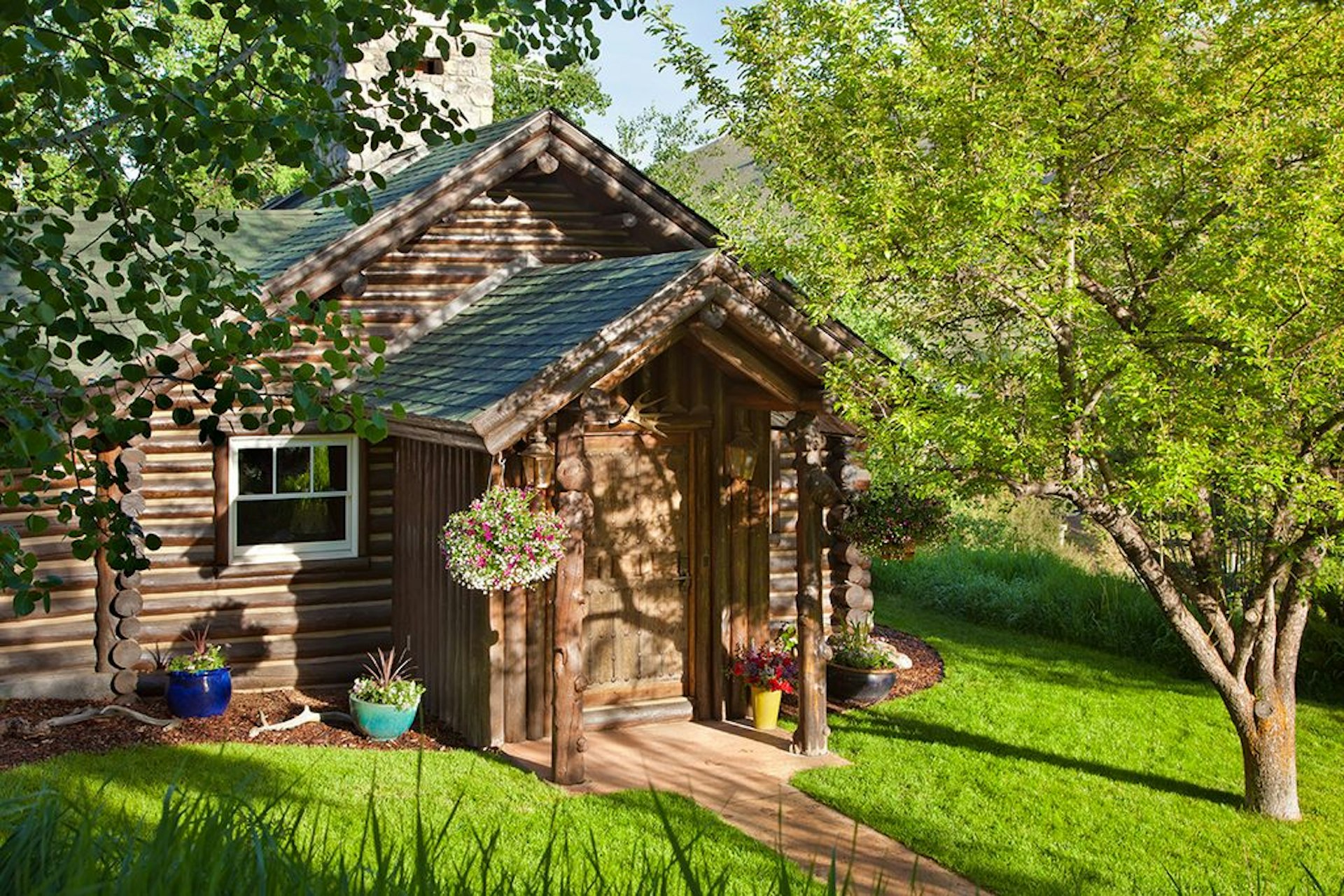 A classic log cabin near Jackson, Wyoming