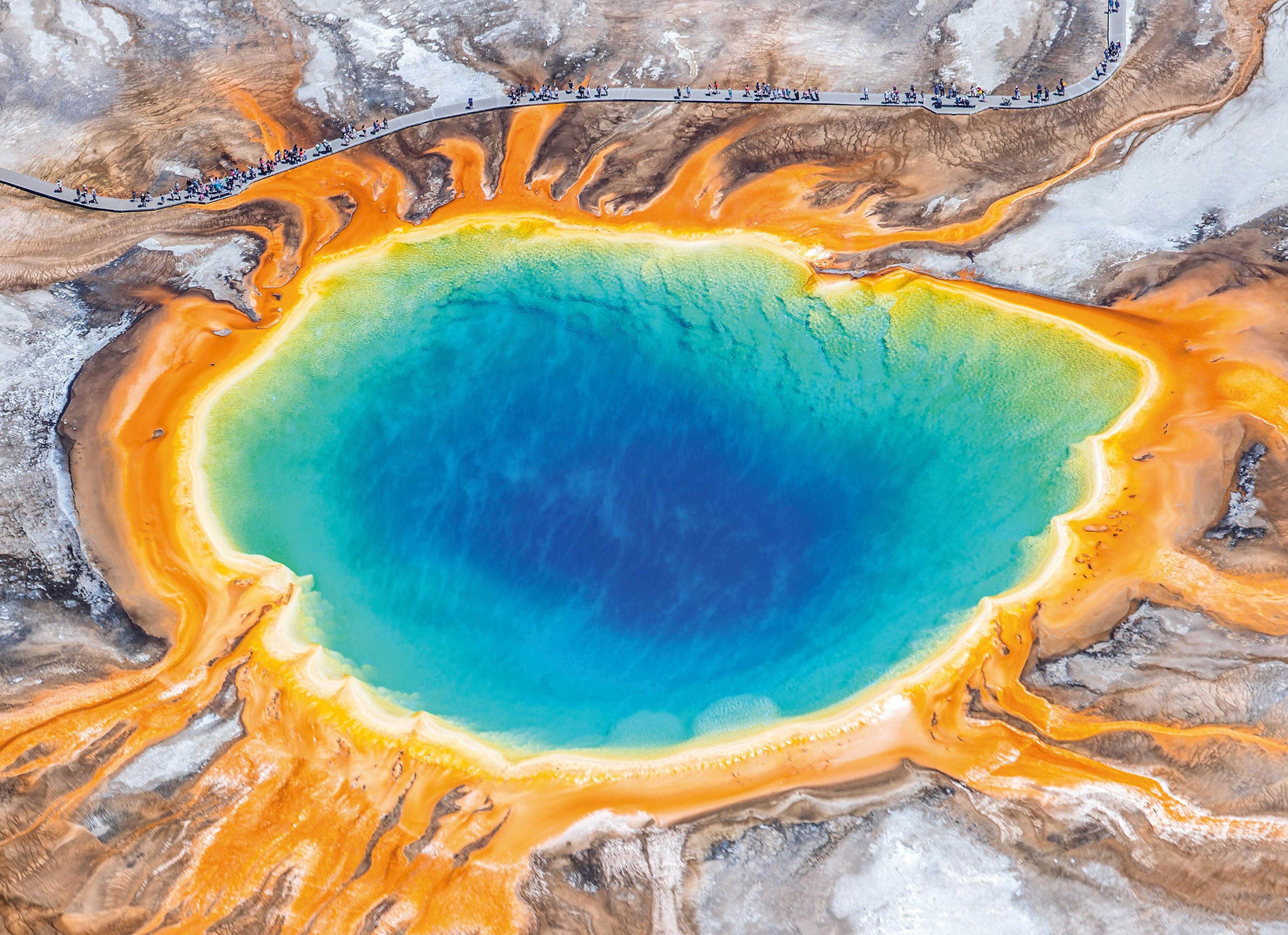 Aerial shot of Yellowstone Lake