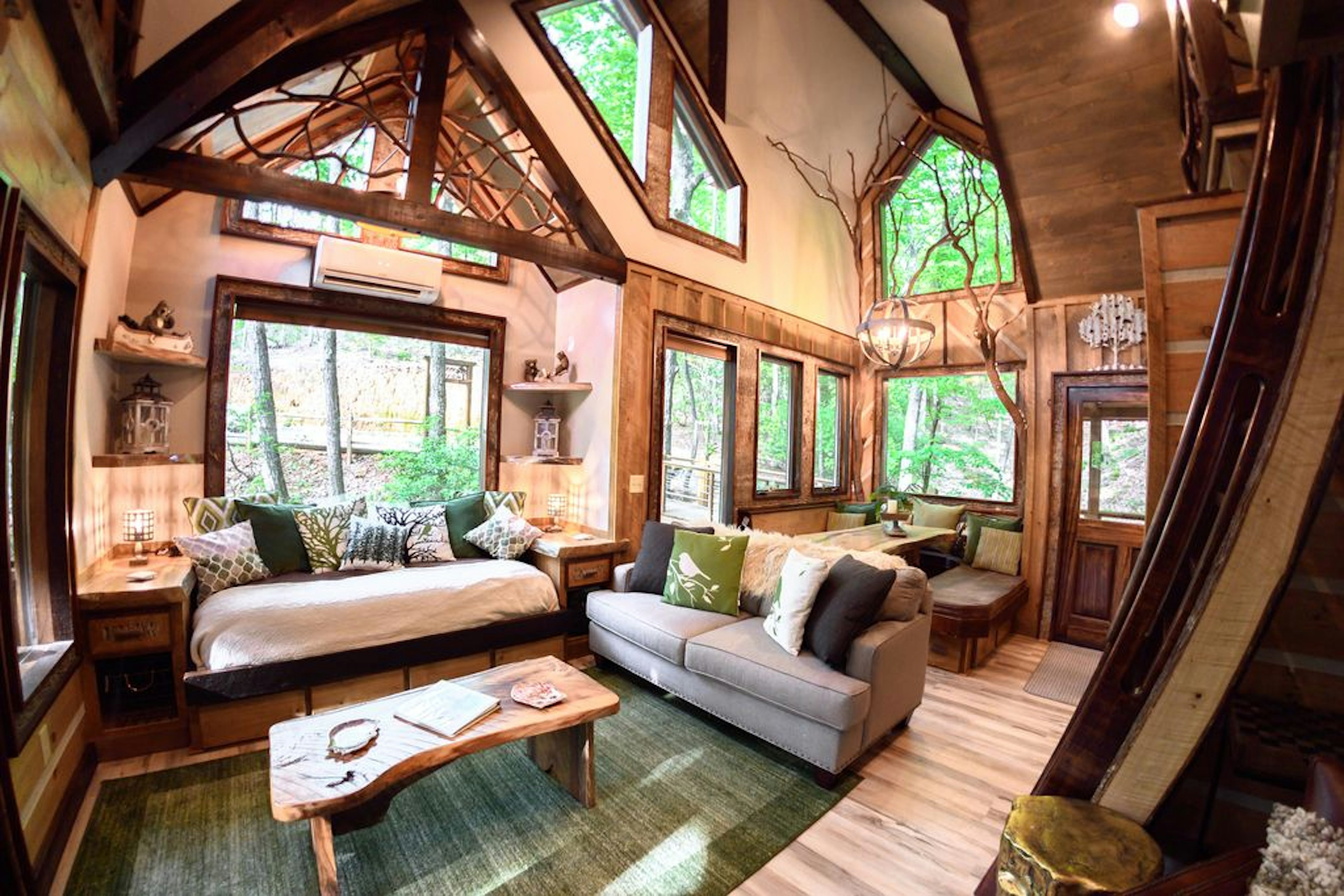 Interior view of the living room at Inn The Ravine in Blue Ridge, Georgia