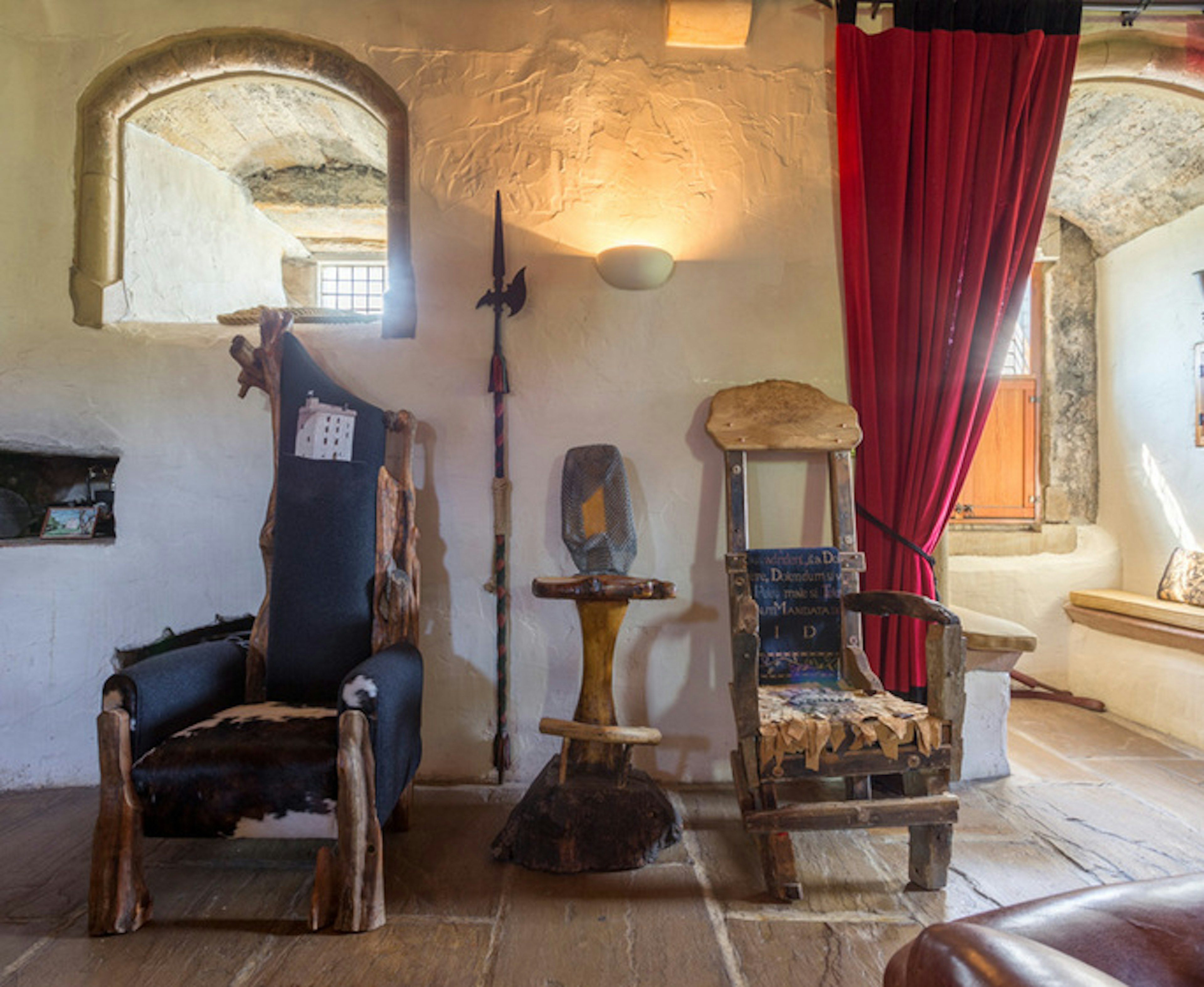 Oak chairs in the living room of Law Castle