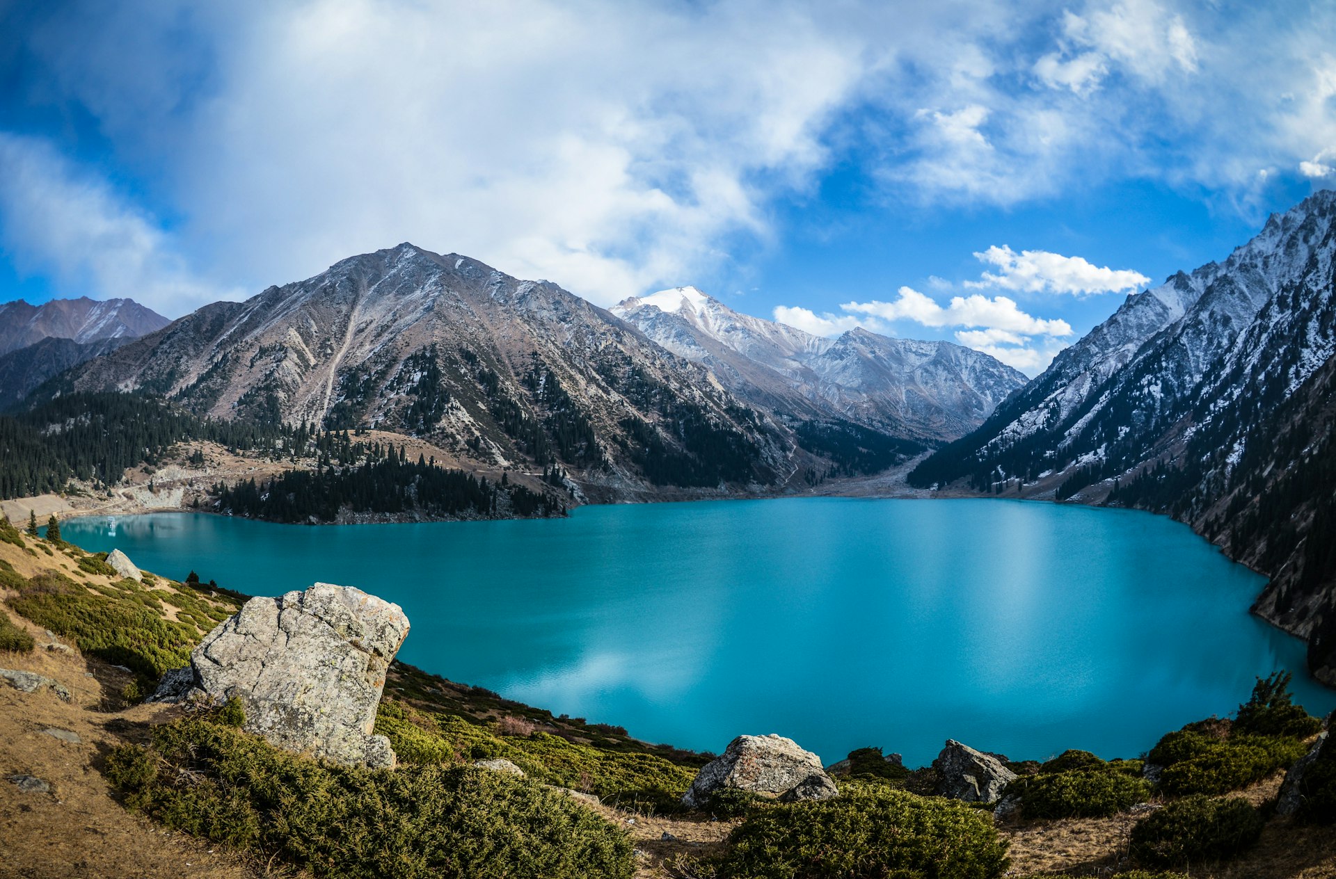 Big Almaty Lake in Tien Shan Mountains in Almaty, Kazakhstan 