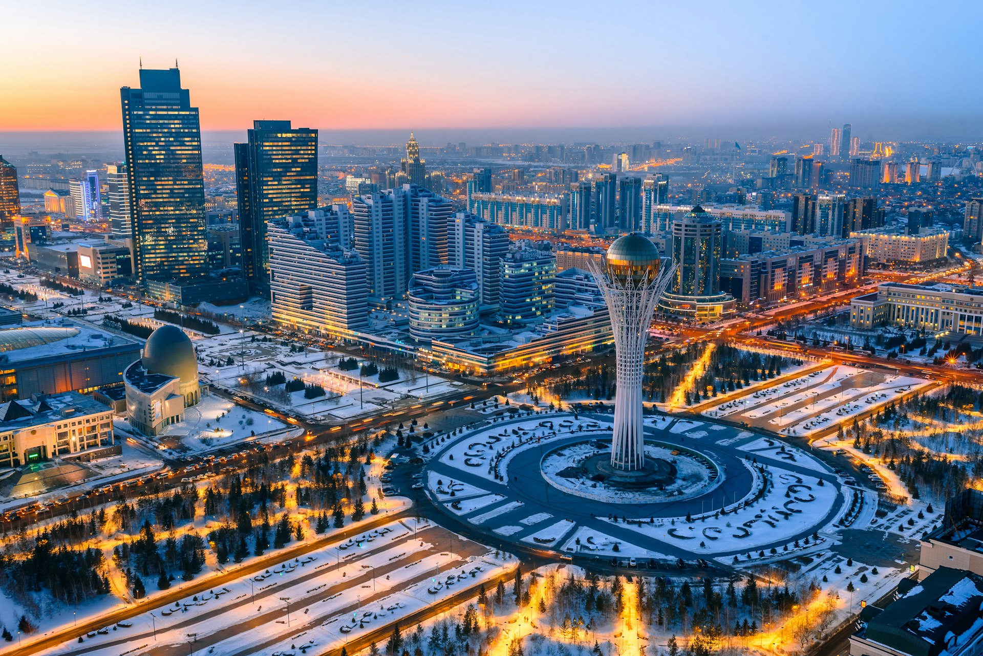 An aerial view of Astana in Kazakhstan