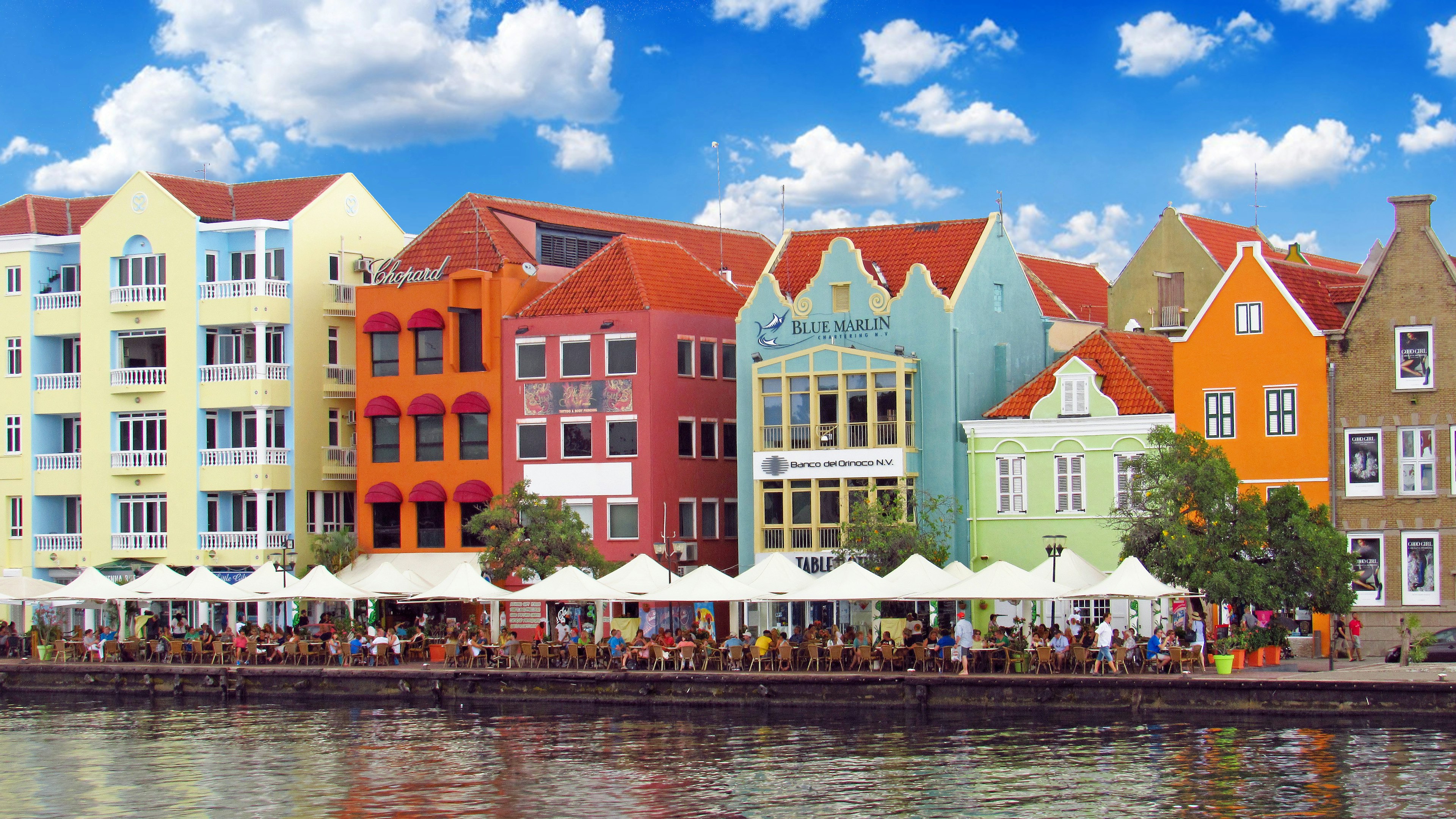 A view from Queen Emma Bridge, Willemstad, Curacao, Netherlands