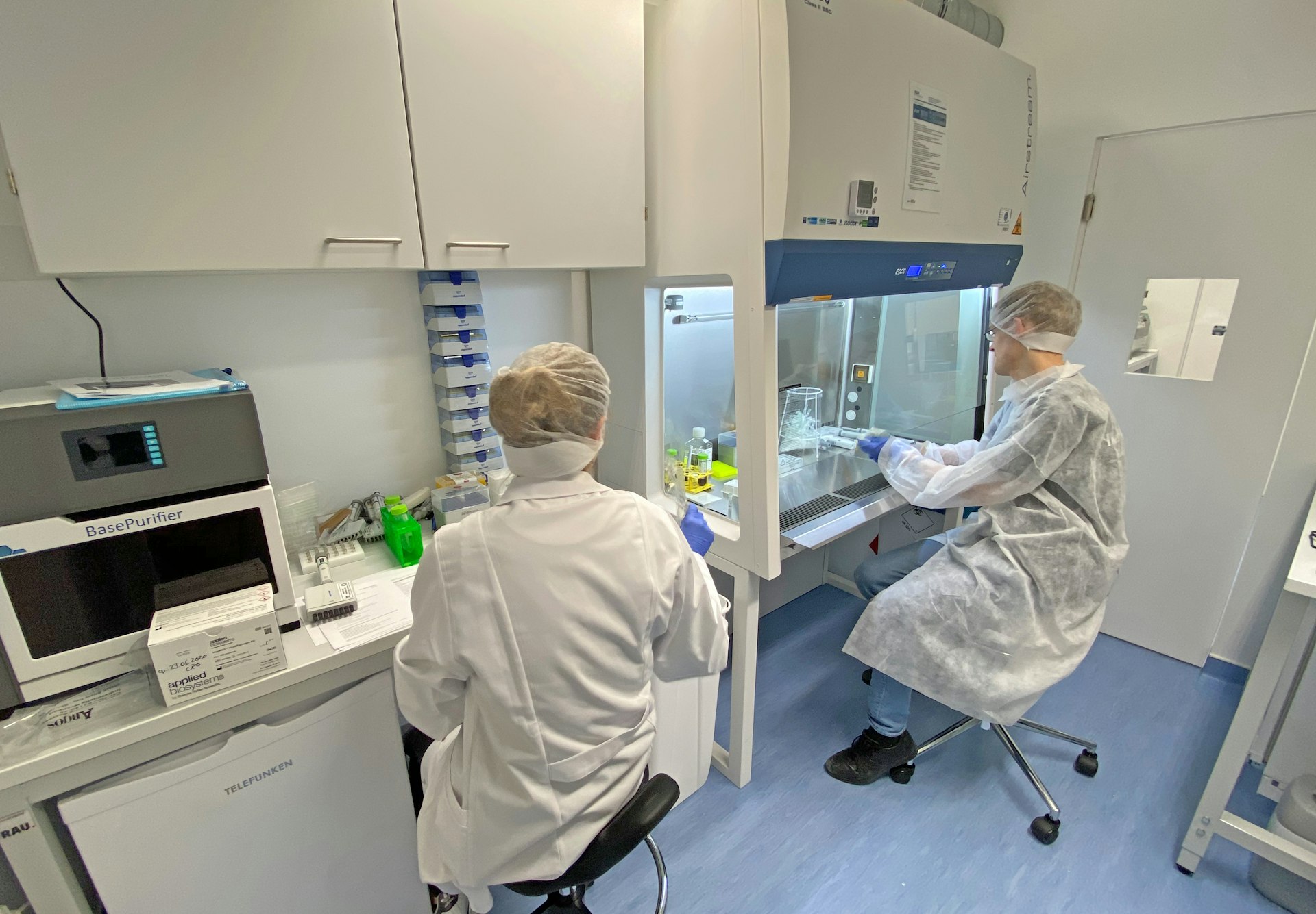 Doctors examine covid tests in a medical facility